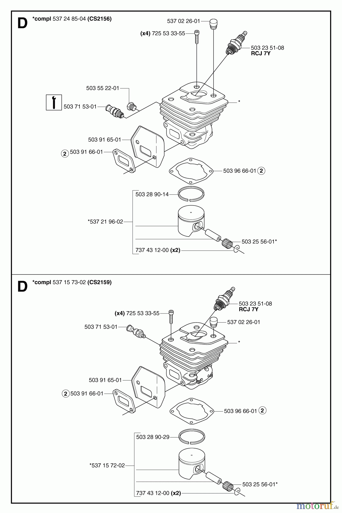 Jonsered Motorsägen CS2156 - Jonsered Chainsaw (2007-03) CYLINDER PISTON #1