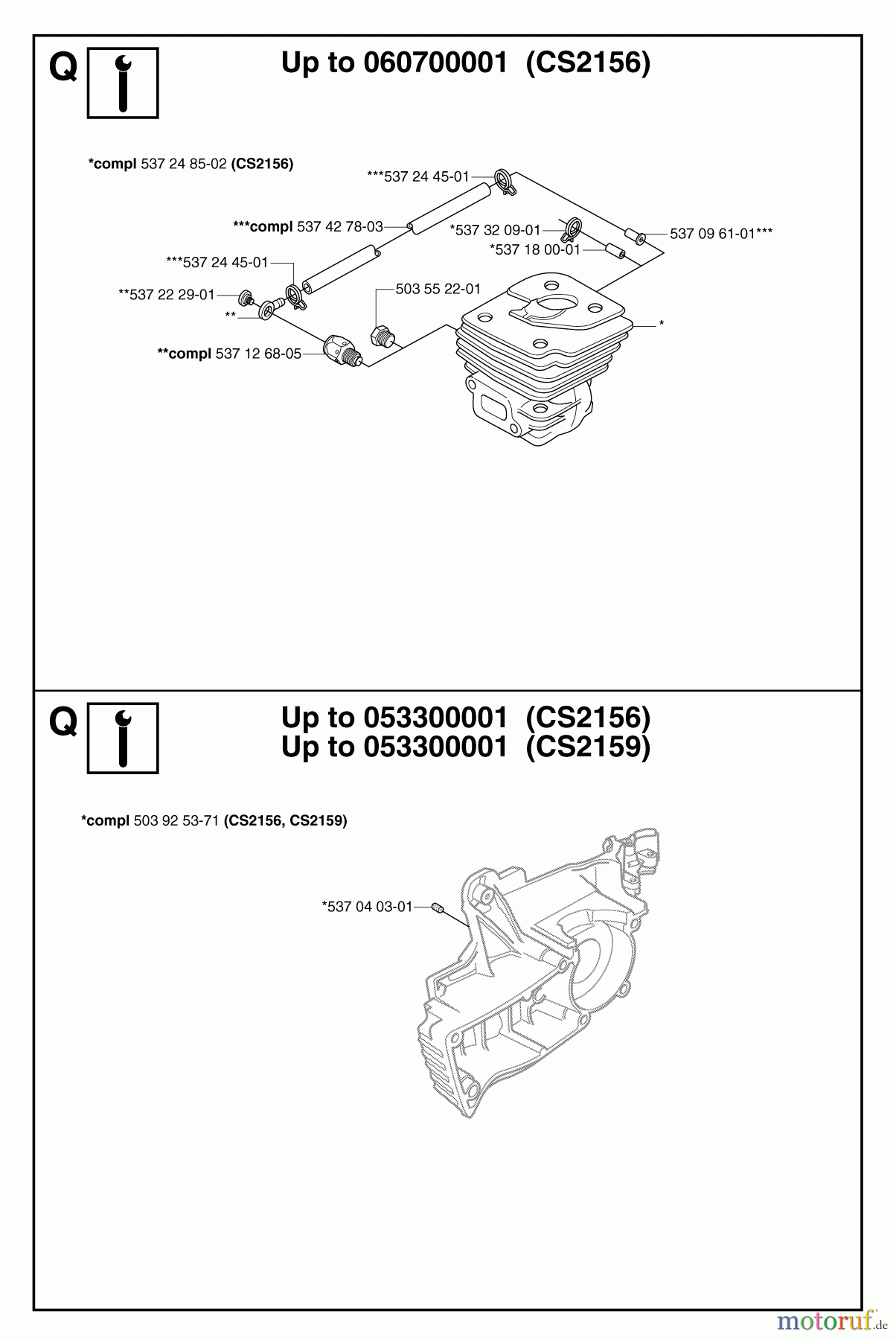  Jonsered Motorsägen CS2156 - Jonsered Chainsaw (2007-03) SERVICE UPDATES #3