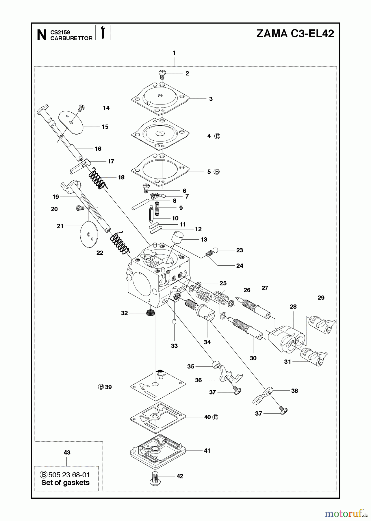  Jonsered Motorsägen CS2159 - Jonsered Chainsaw (2011-05) CARBURETOR