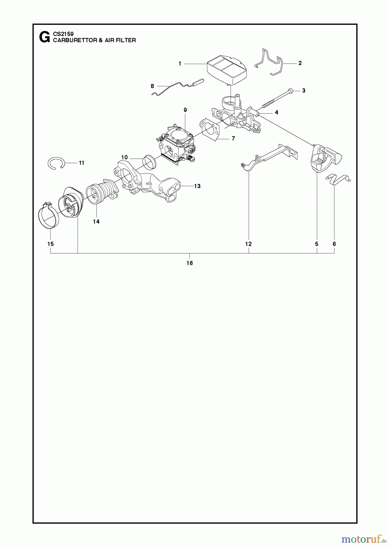 Jonsered Motorsägen CS2159 - Jonsered Chainsaw (2010-02) CARBURETOR AIR FILTER