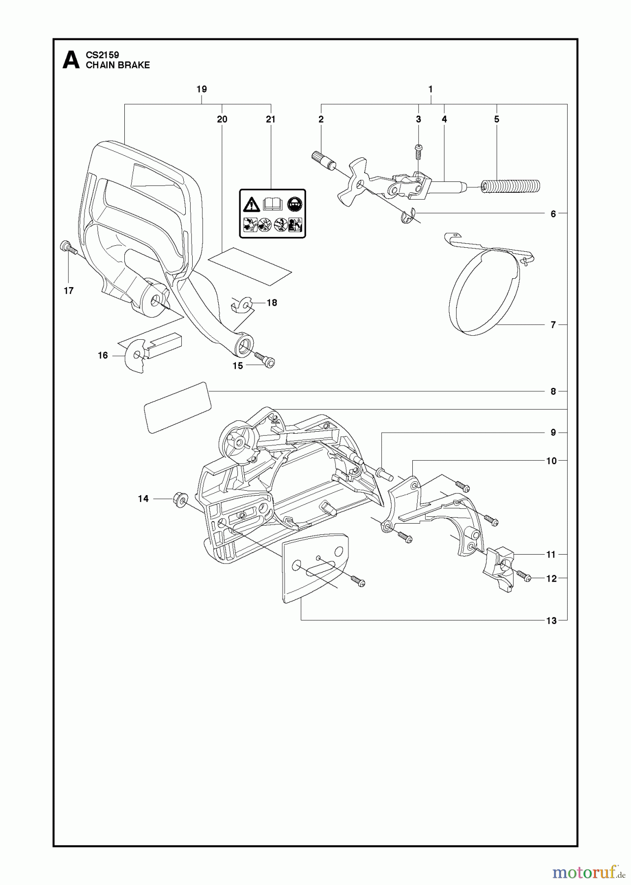 Jonsered Motorsägen CS2159 - Jonsered Chainsaw (2010-02) CHAIN BRAKE
