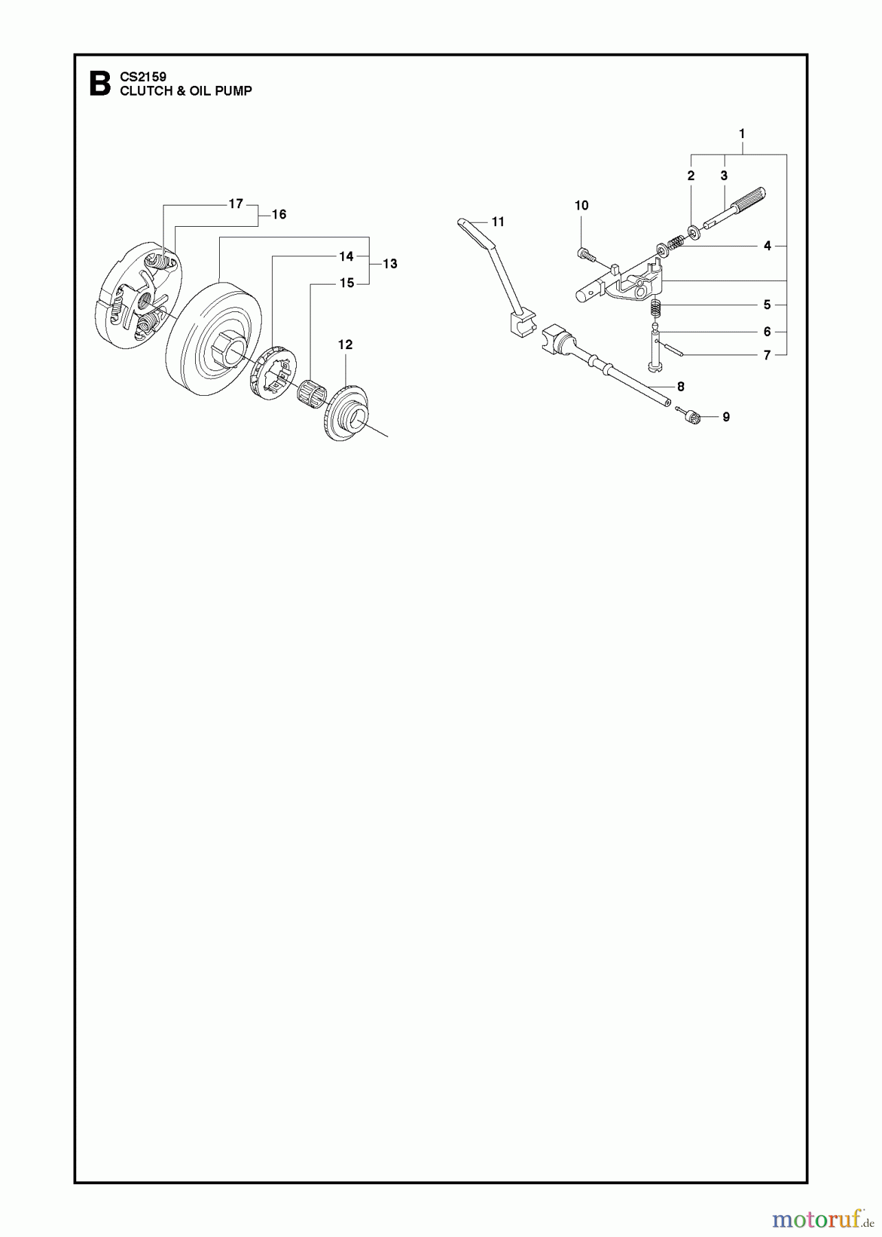  Jonsered Motorsägen CS2159 - Jonsered Chainsaw (2011-05) CLUTCH OIL PUMP
