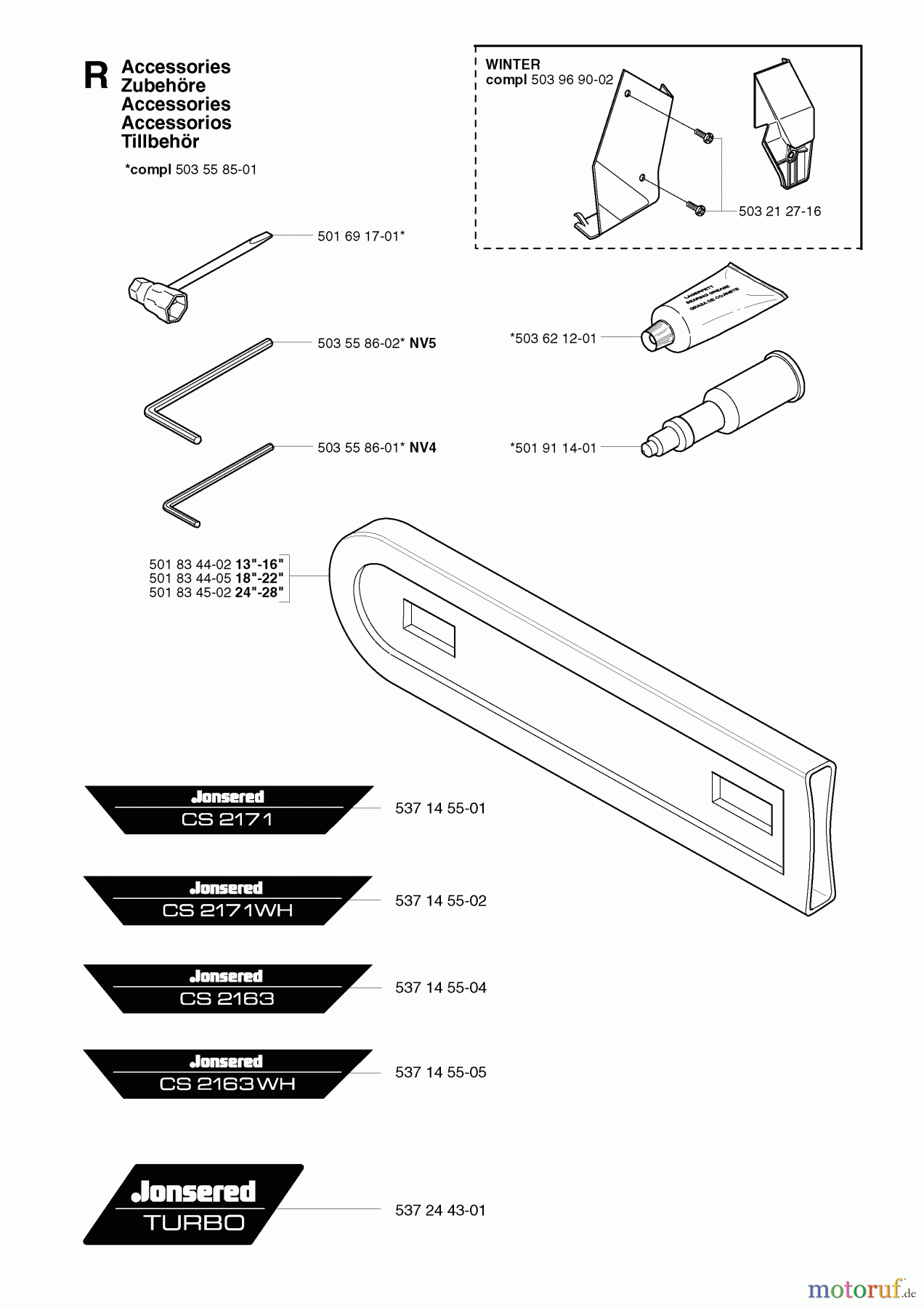 Jonsered Motorsägen CS2171 EPA - Jonsered Chainsaw (2003-05) ACCESSORIES