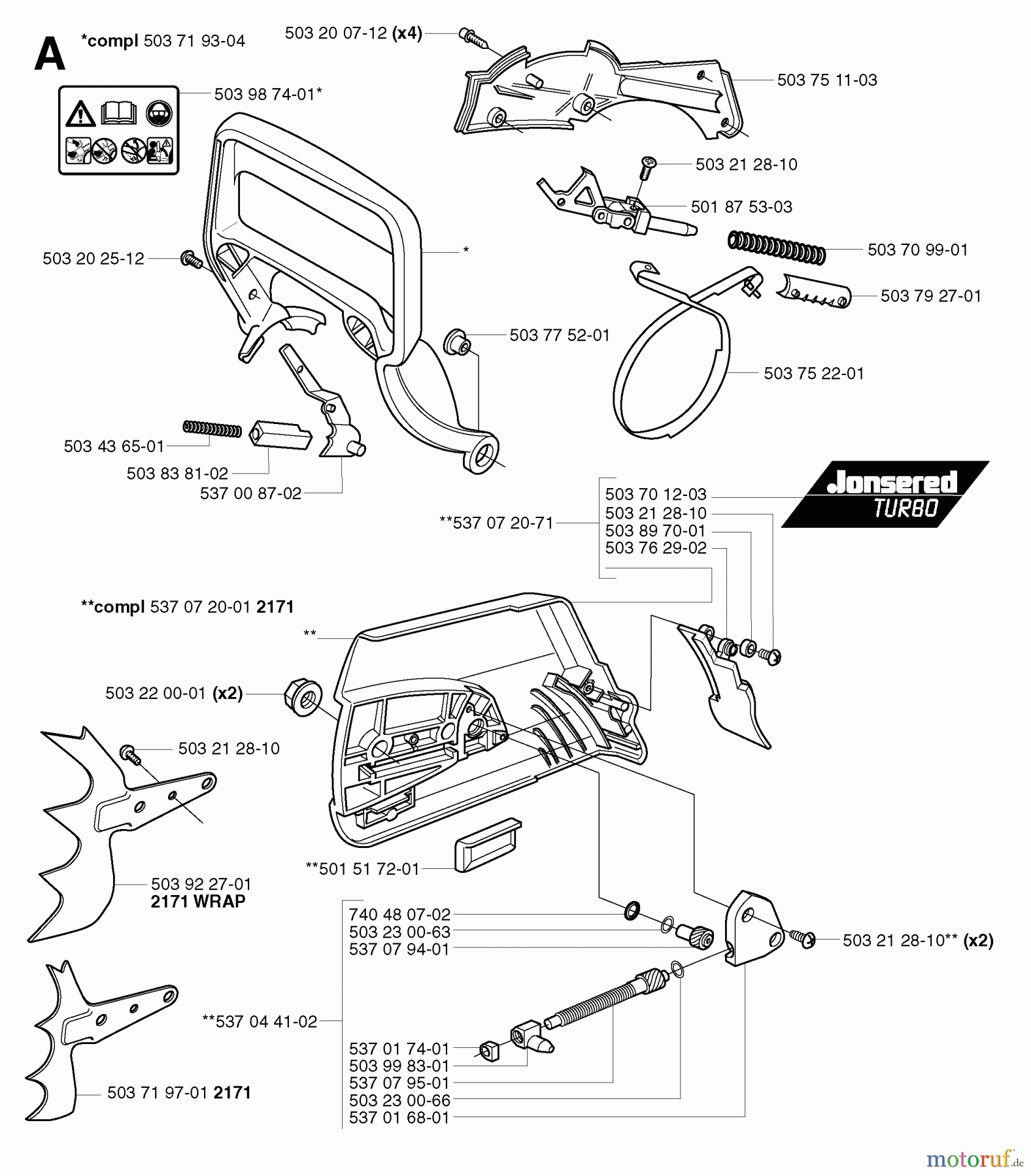 Jonsered Motorsägen CS2171 - Jonsered Chainsaw (2003-05) CHAIN BRAKE CLUTCH COVER