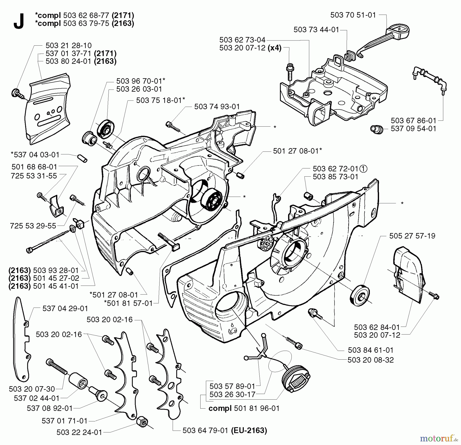 Jonsered Motorsägen CS2171 EPA - Jonsered Chainsaw (2003-05) CRANKCASE