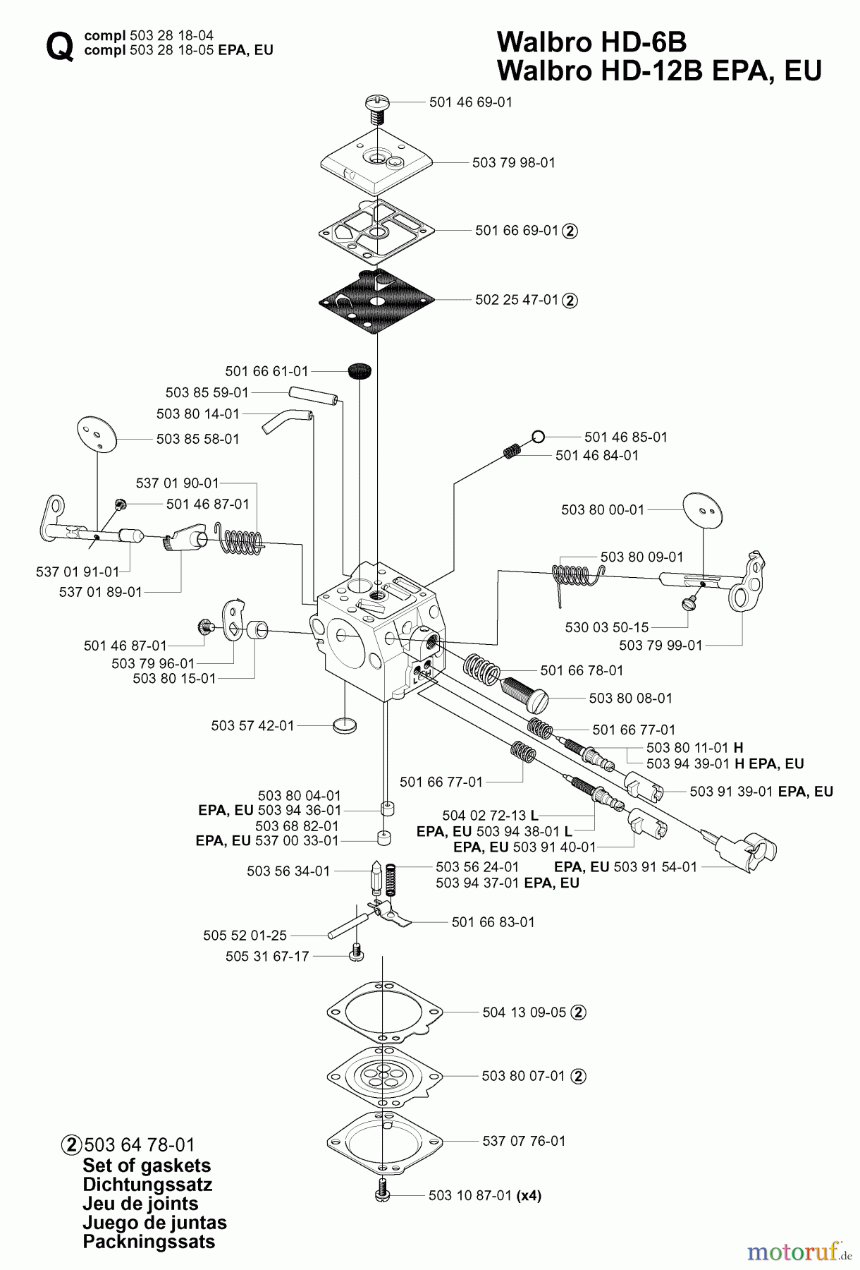  Jonsered Motorsägen CS2171 EPA - Jonsered Chainsaw (2005-05) CARBURETOR DETAILS