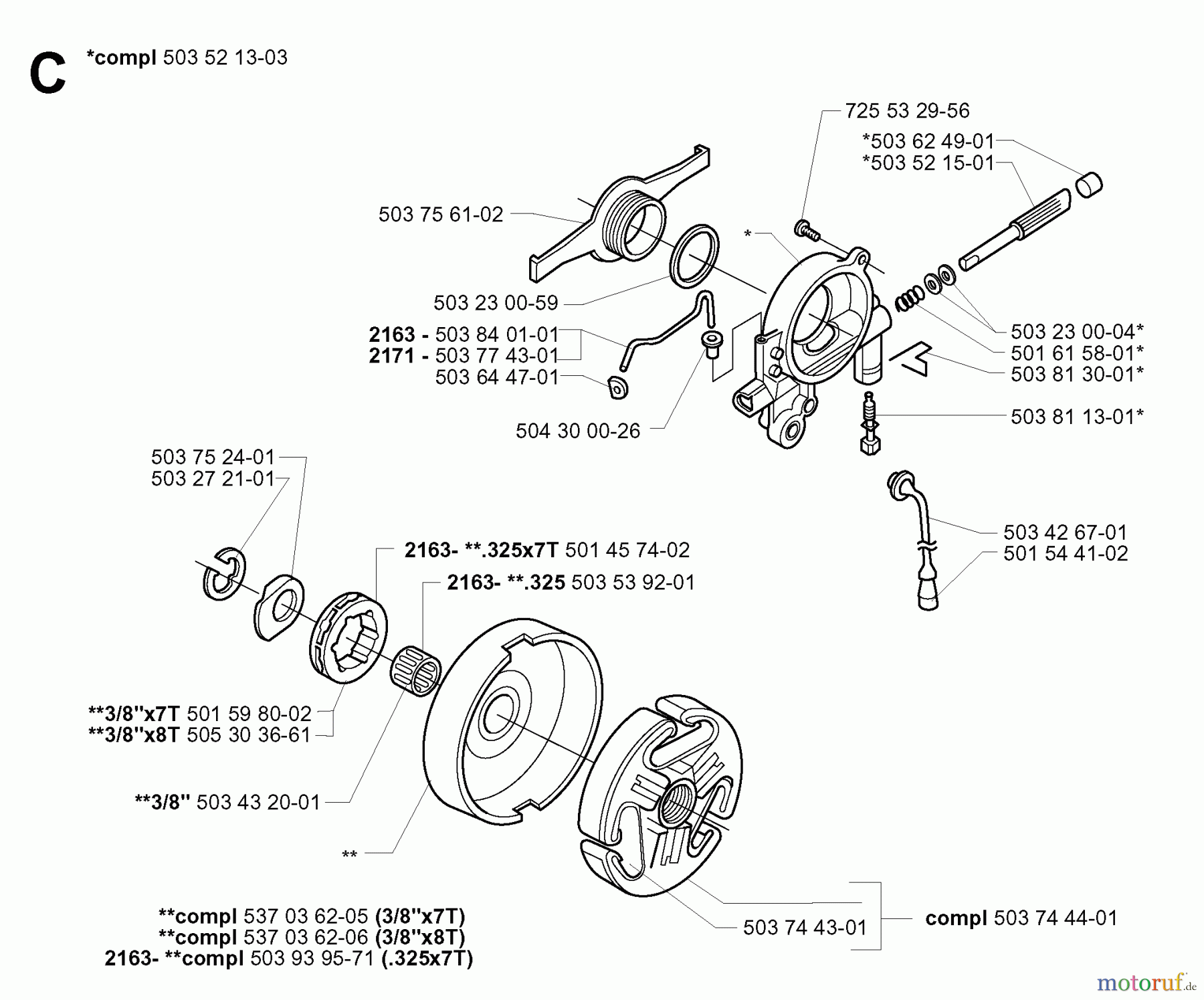 Jonsered Motorsägen CS2171 EPA - Jonsered Chainsaw (2005-05) CLUTCH OIL PUMP