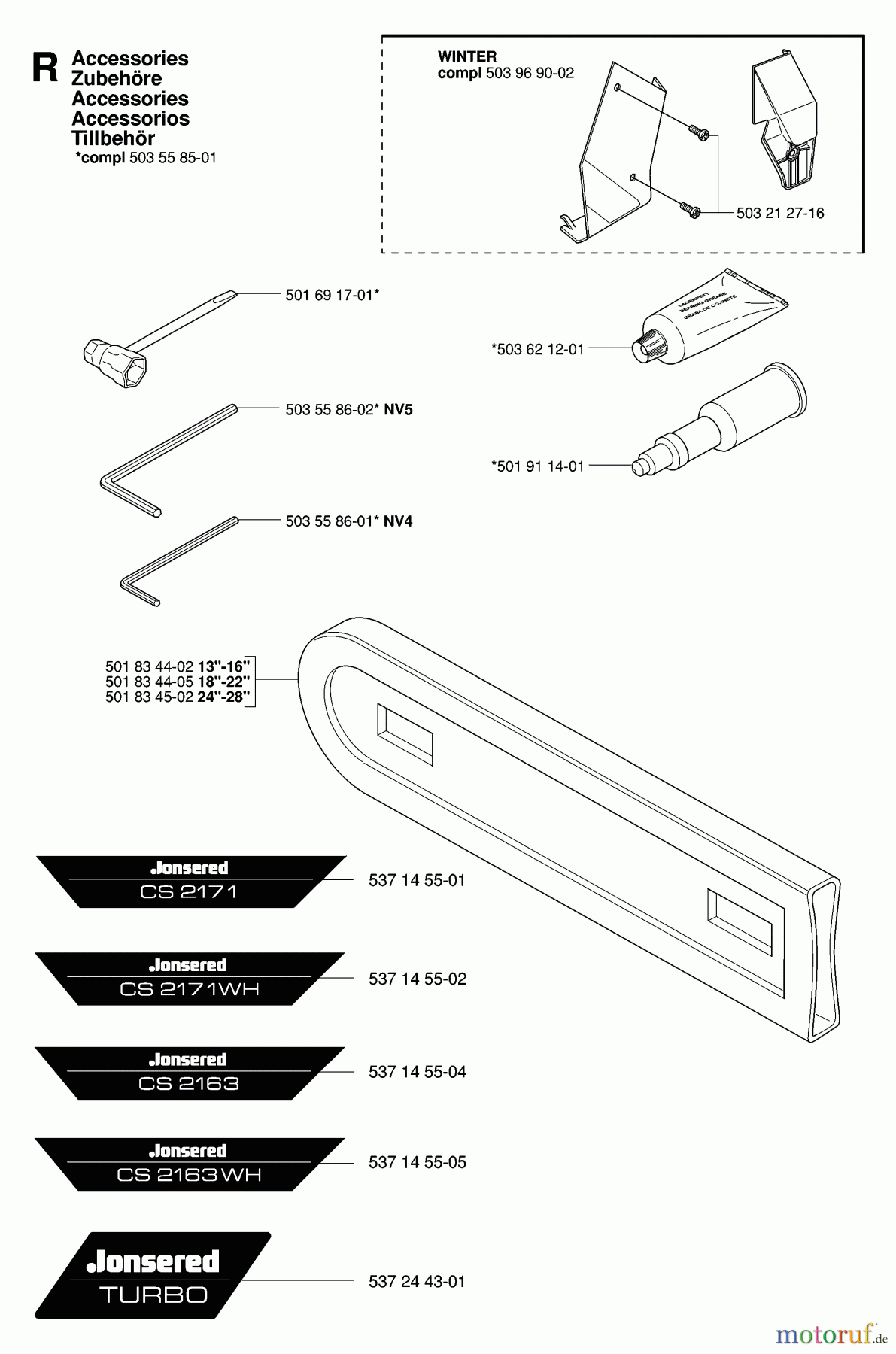 Jonsered Motorsägen CS2171 EPA - Jonsered Chainsaw (2007-01) ACCESSORIES