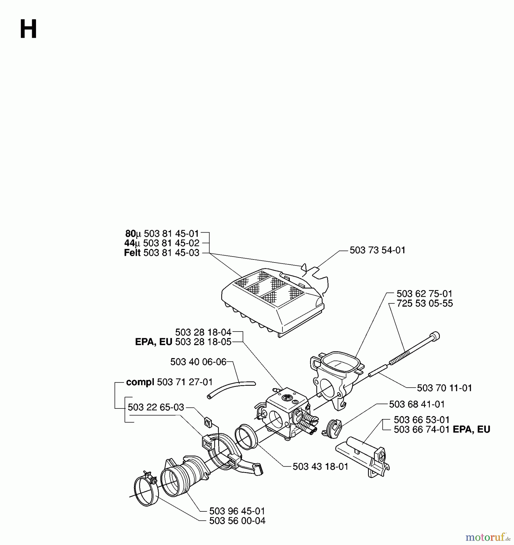 Jonsered Motorsägen CS2171 EPA - Jonsered Chainsaw (2007-01) CARBURETOR AIR FILTER