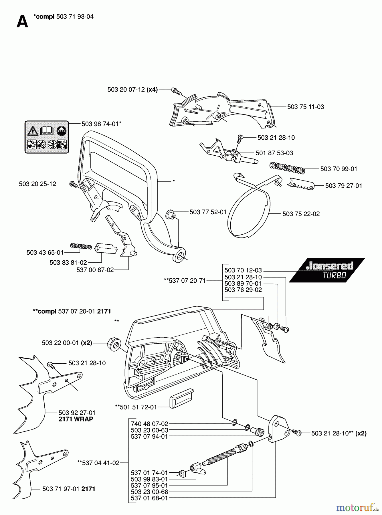 Jonsered Motorsägen CS2171 EPA - Jonsered Chainsaw (2007-01) CHAIN BRAKE CLUTCH COVER