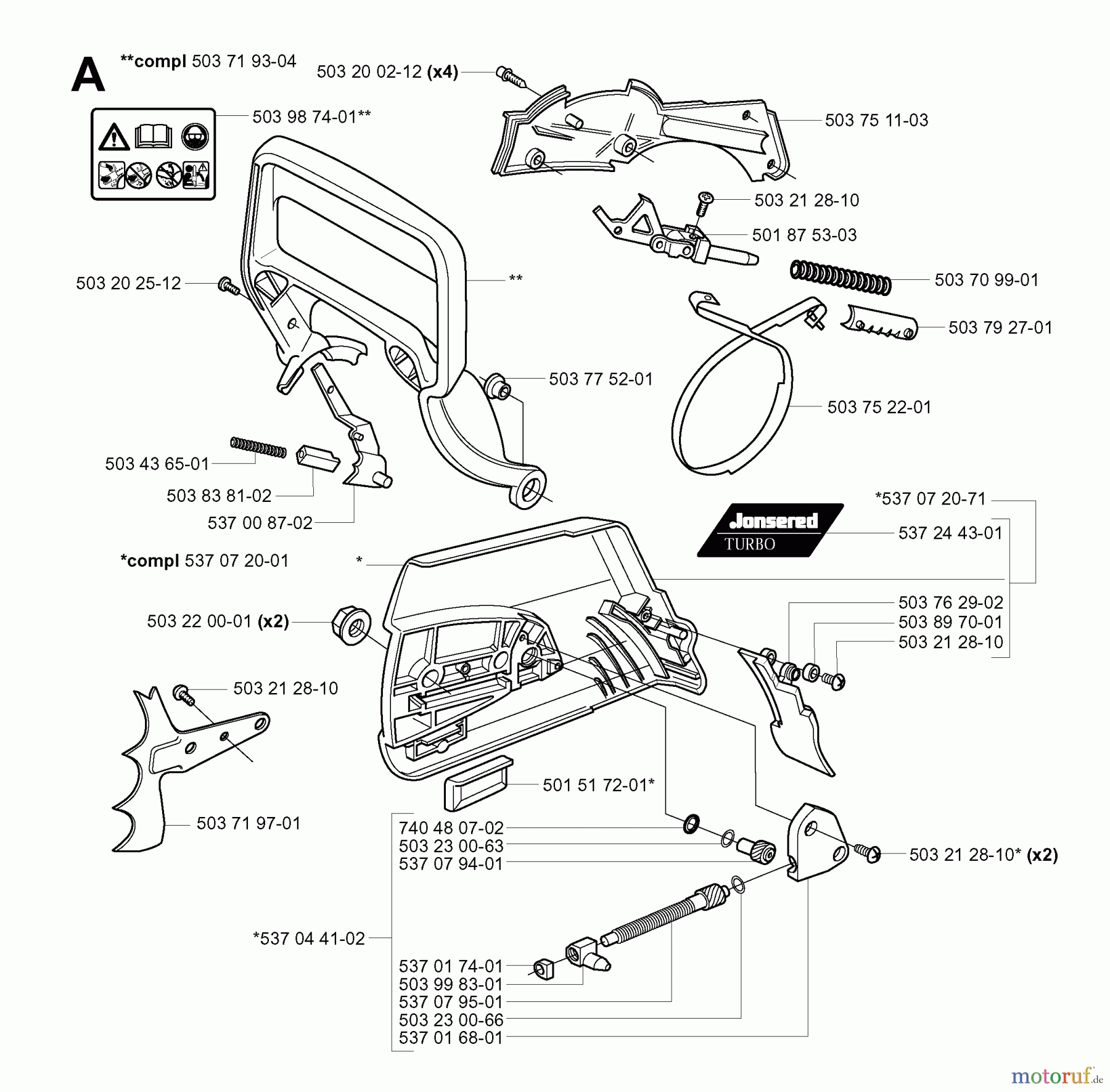 Jonsered Motorsägen CS2165 - Jonsered Chainsaw (2003-06) CHAIN BRAKE CLUTCH COVER