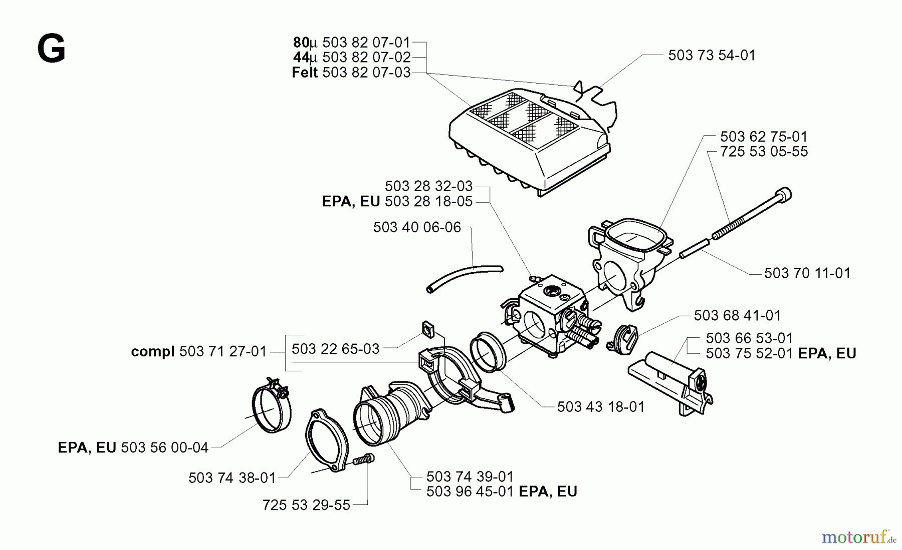  Jonsered Motorsägen CS2165 - Jonsered Chainsaw (2005-05) CARBURETOR AIR FILTER