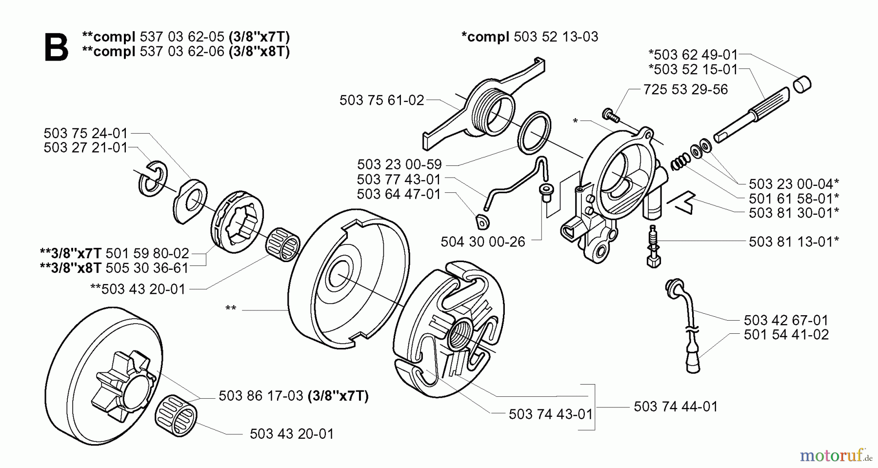 Jonsered Motorsägen CS2165 EPA - Jonsered Chainsaw (2005-05) CLUTCH OIL PUMP