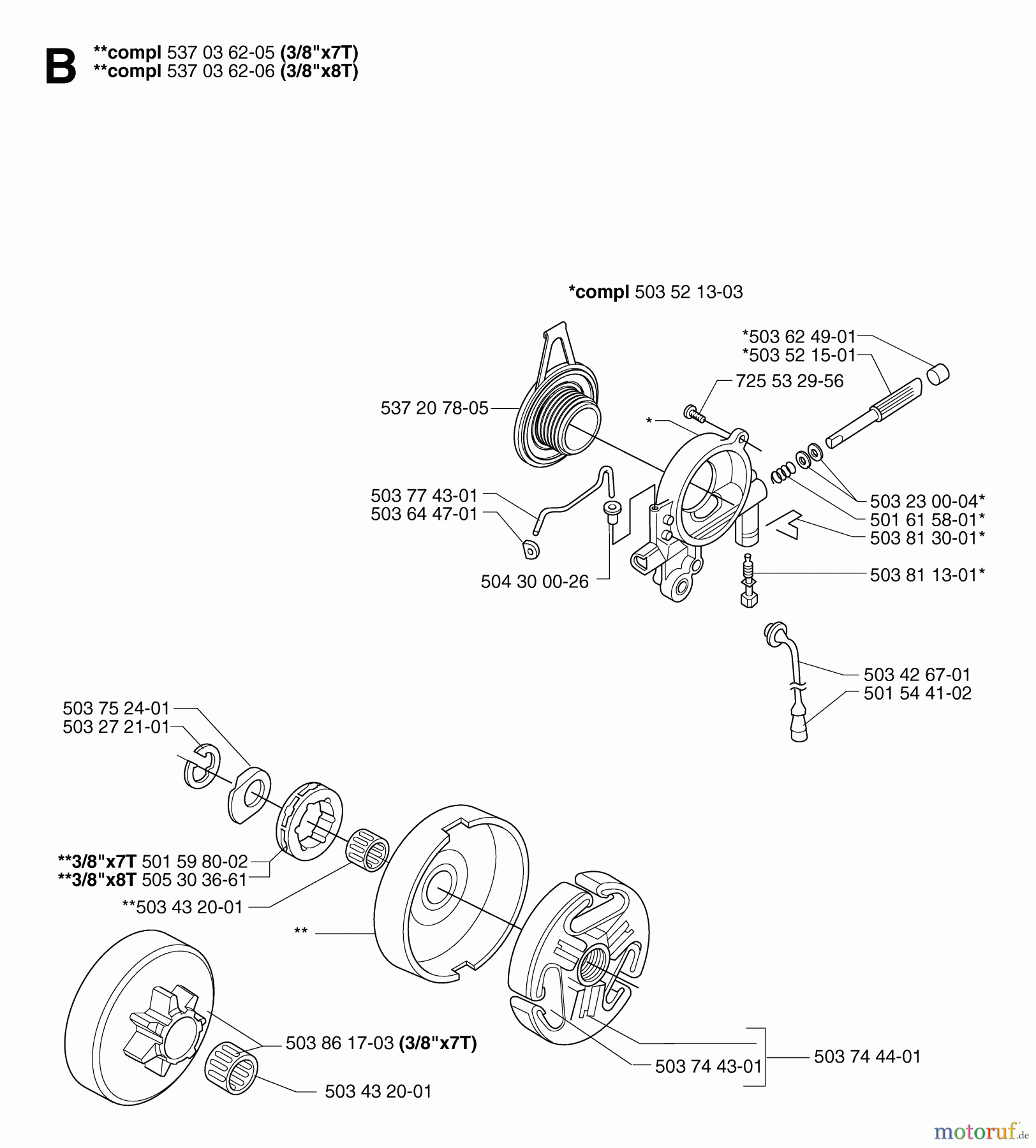 Jonsered Motorsägen CS2165 - Jonsered Chainsaw (2007-03) CLUTCH OIL PUMP #1