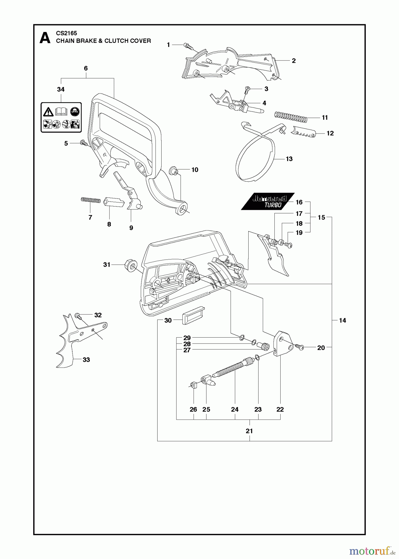  Jonsered Motorsägen CS2165 - Jonsered Chainsaw (2011-05) CHAIN BRAKE CLUTCH COVER