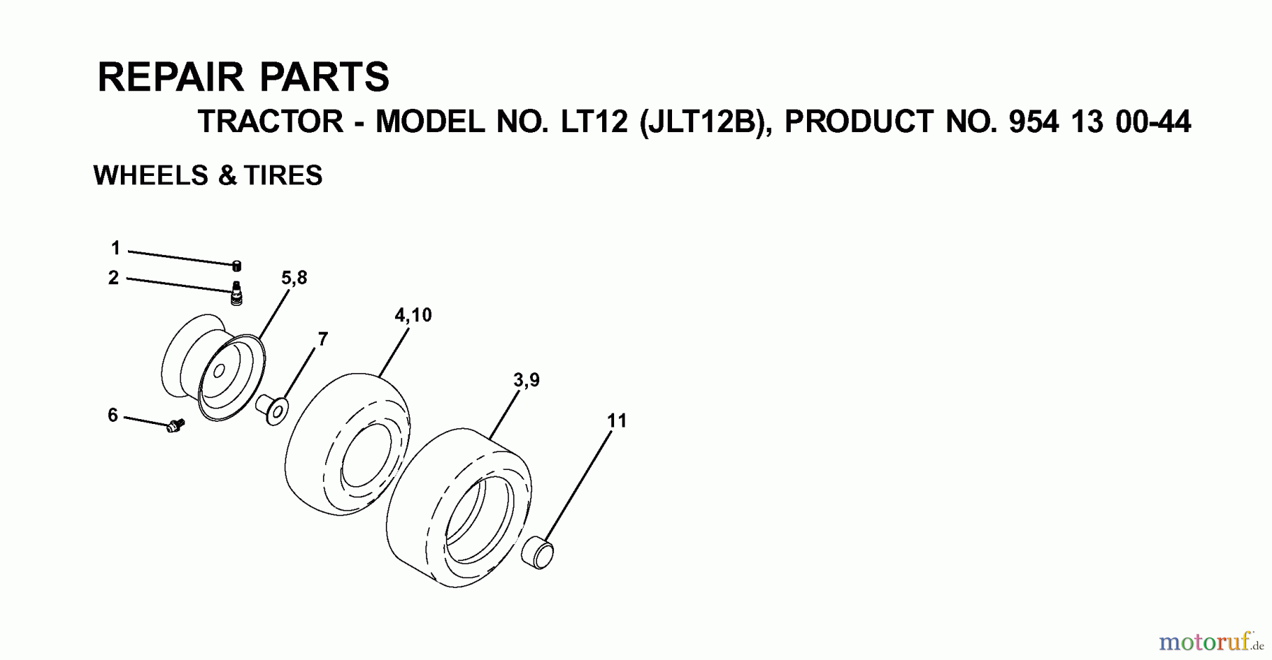 Jonsered Rasen  und Garten Traktoren LT12 (JLT12B, 954130044) - Jonsered Lawn & Garden Tractor (2001-02) WHEELS TIRES