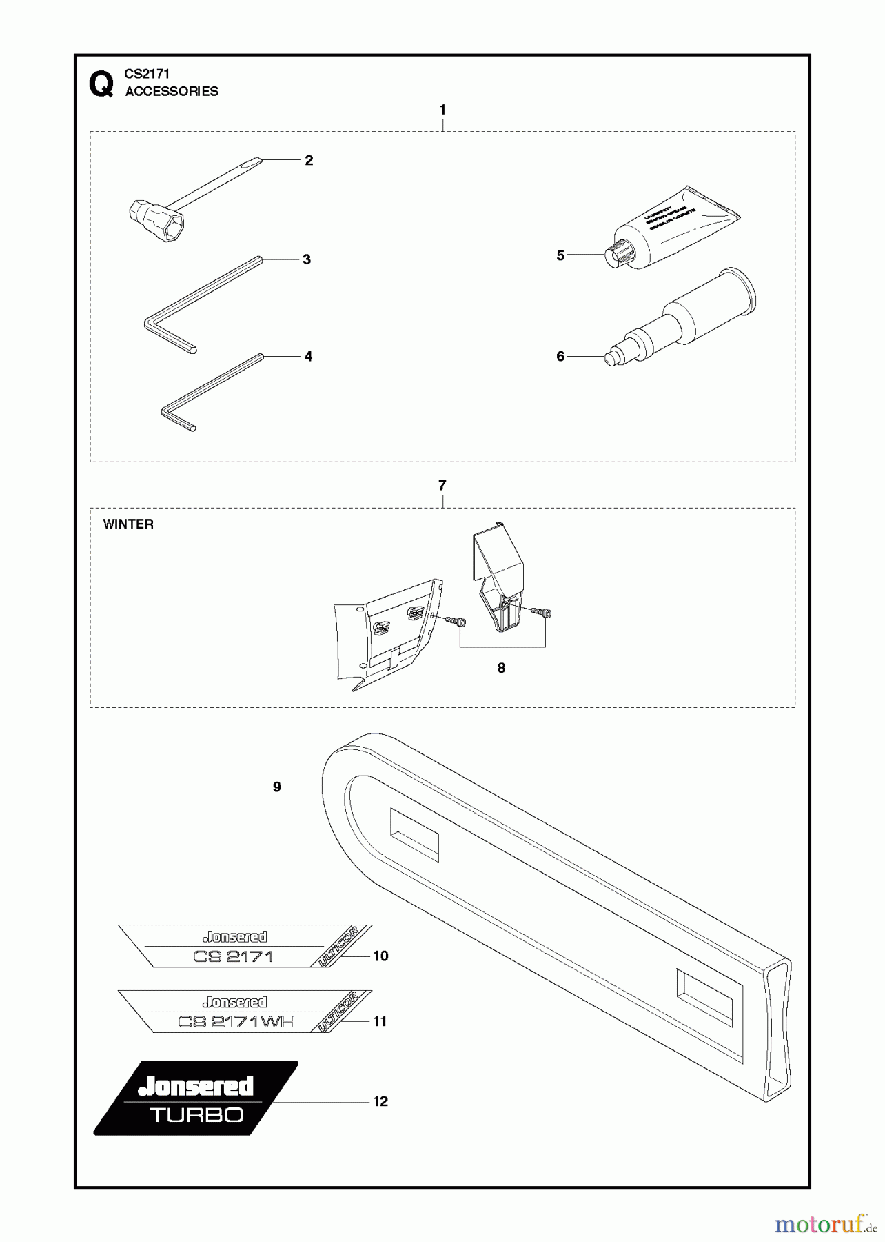 Jonsered Motorsägen CS2171 - Jonsered Chainsaw (2011-05) ACCESSORIES