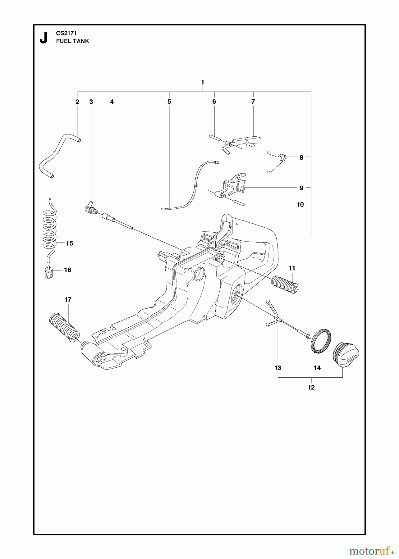 Jonsered Motorsägen CS2171 - Jonsered Chainsaw (2010-05) FUEL TANK