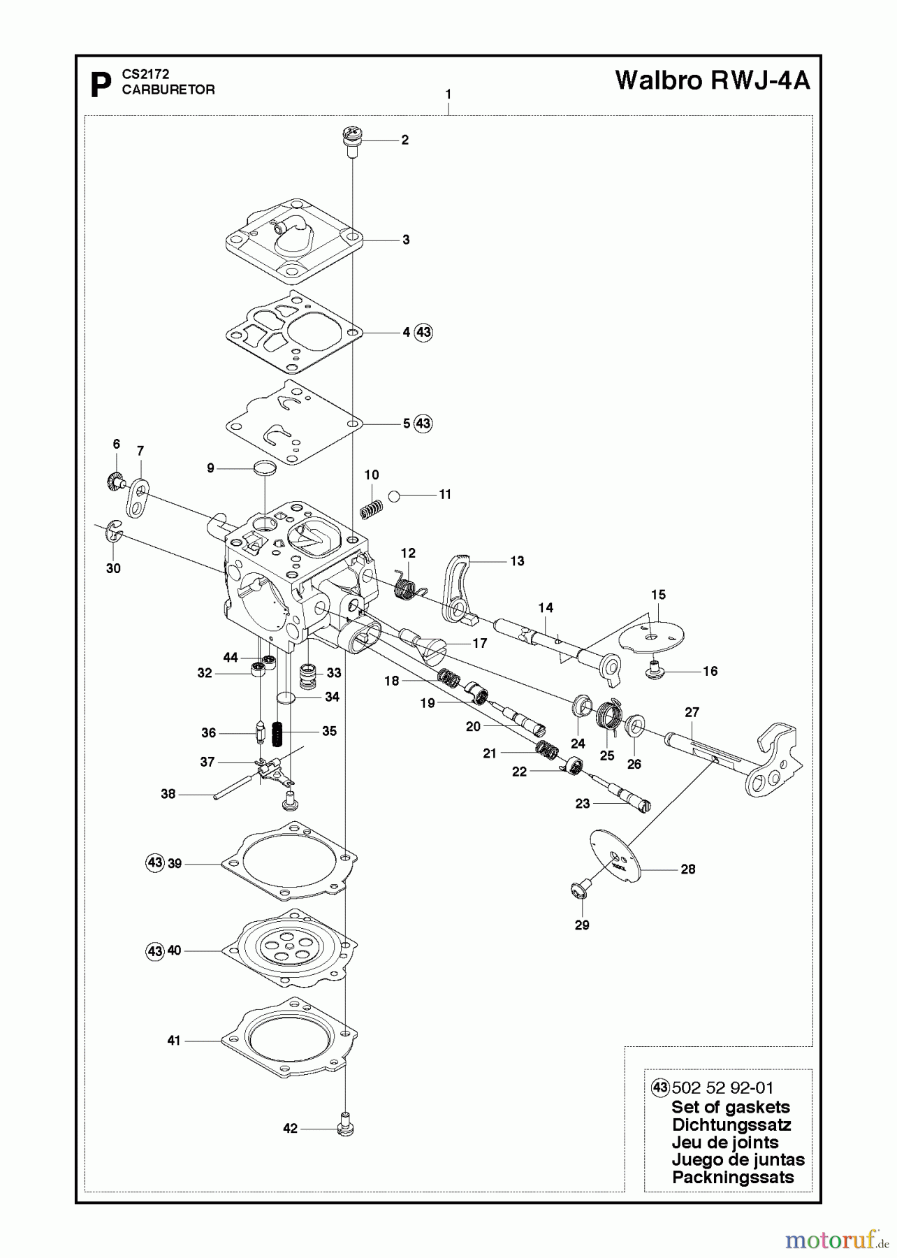 Jonsered Motorsägen CS2172 - Jonsered Chainsaw (2010-08) CARBURETOR