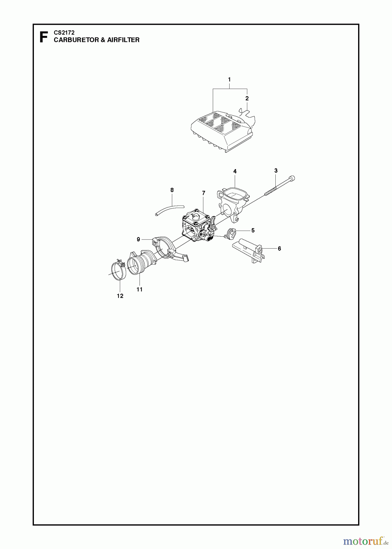  Jonsered Motorsägen CS2172 - Jonsered Chainsaw (2010-08) CARBURETOR AIR FILTER