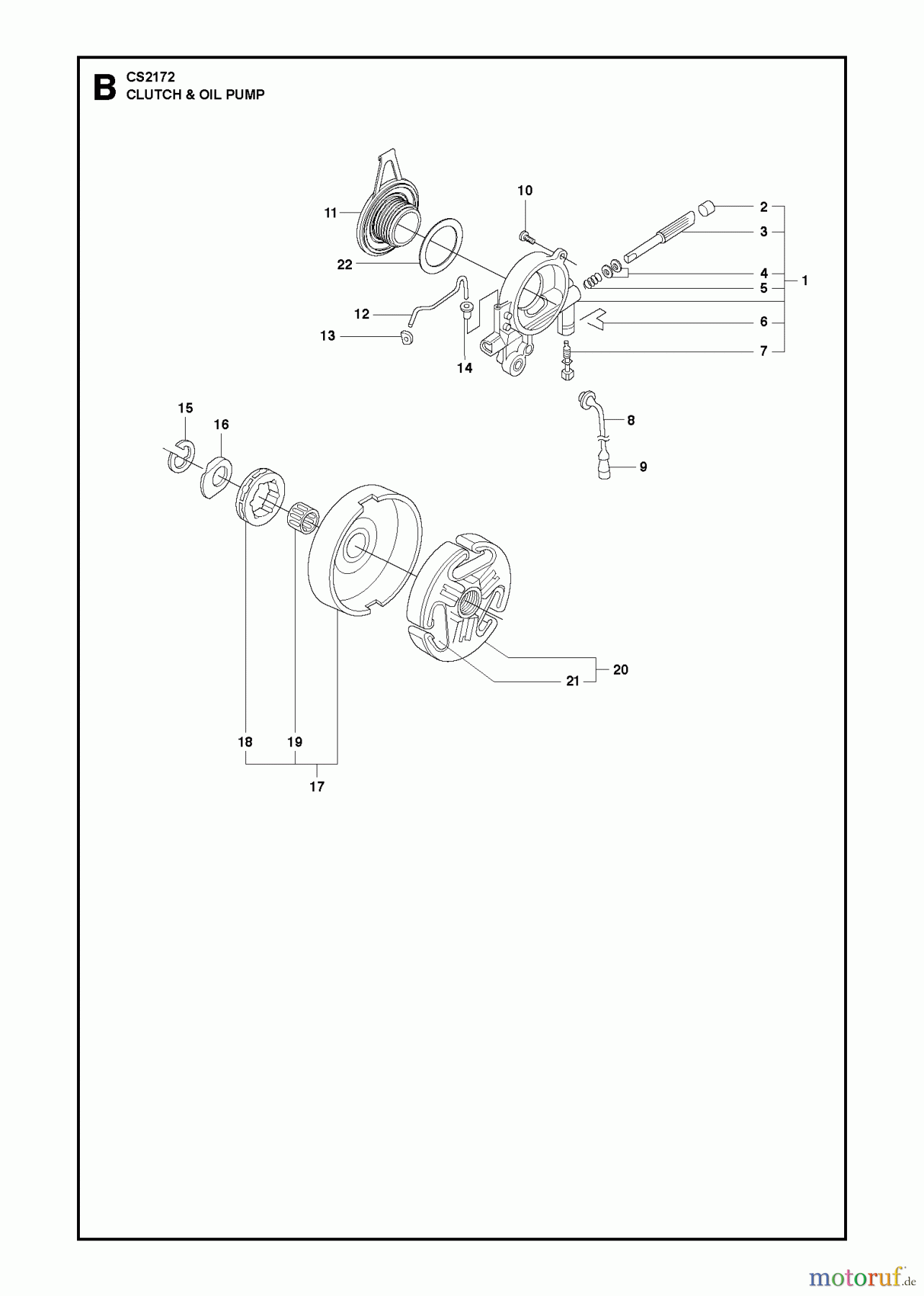  Jonsered Motorsägen CS2172 - Jonsered Chainsaw (2010-08) CLUTCH OIL PUMP