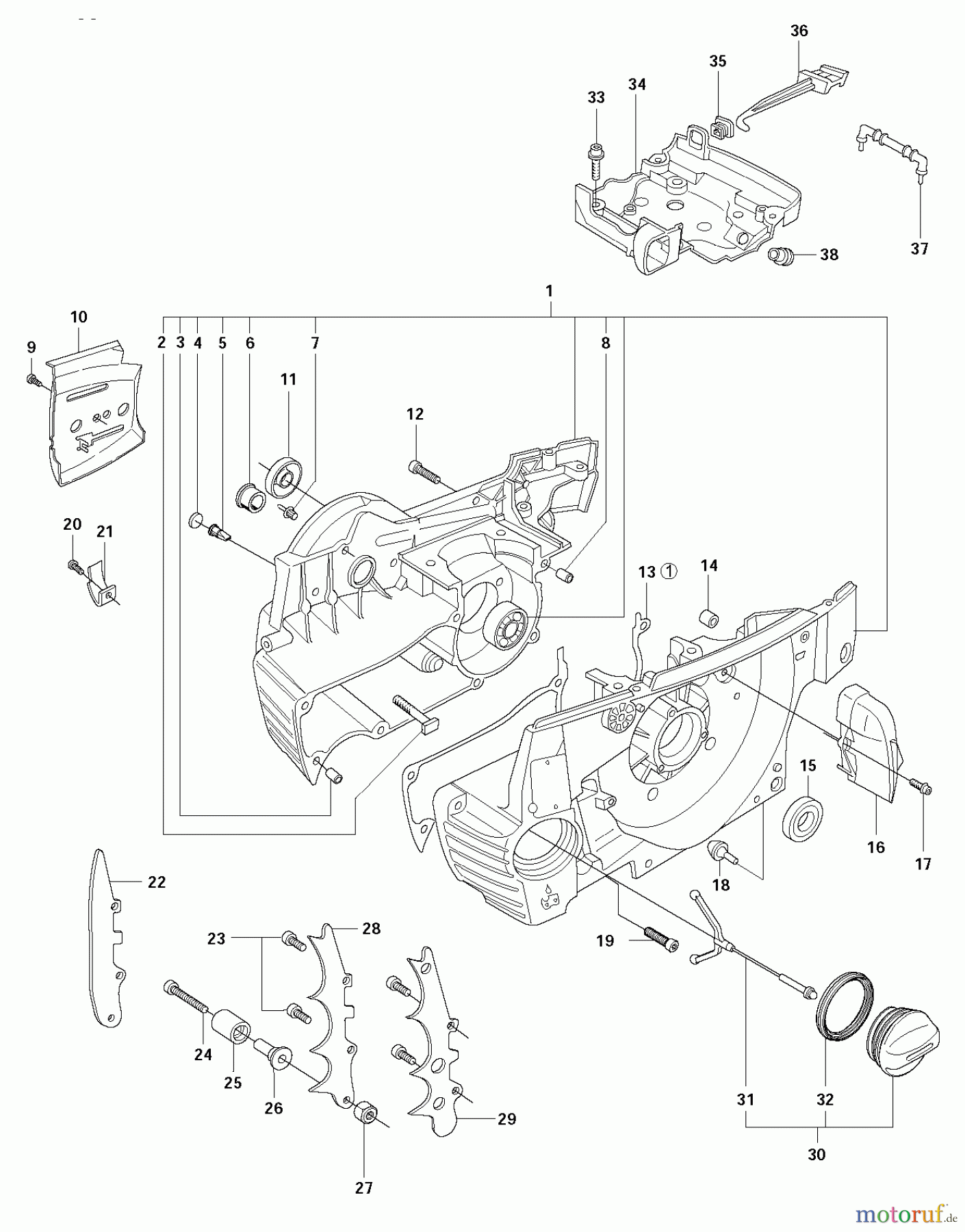 Jonsered Motorsägen CS2172 - Jonsered Chainsaw (2010-08) CRANKCASE