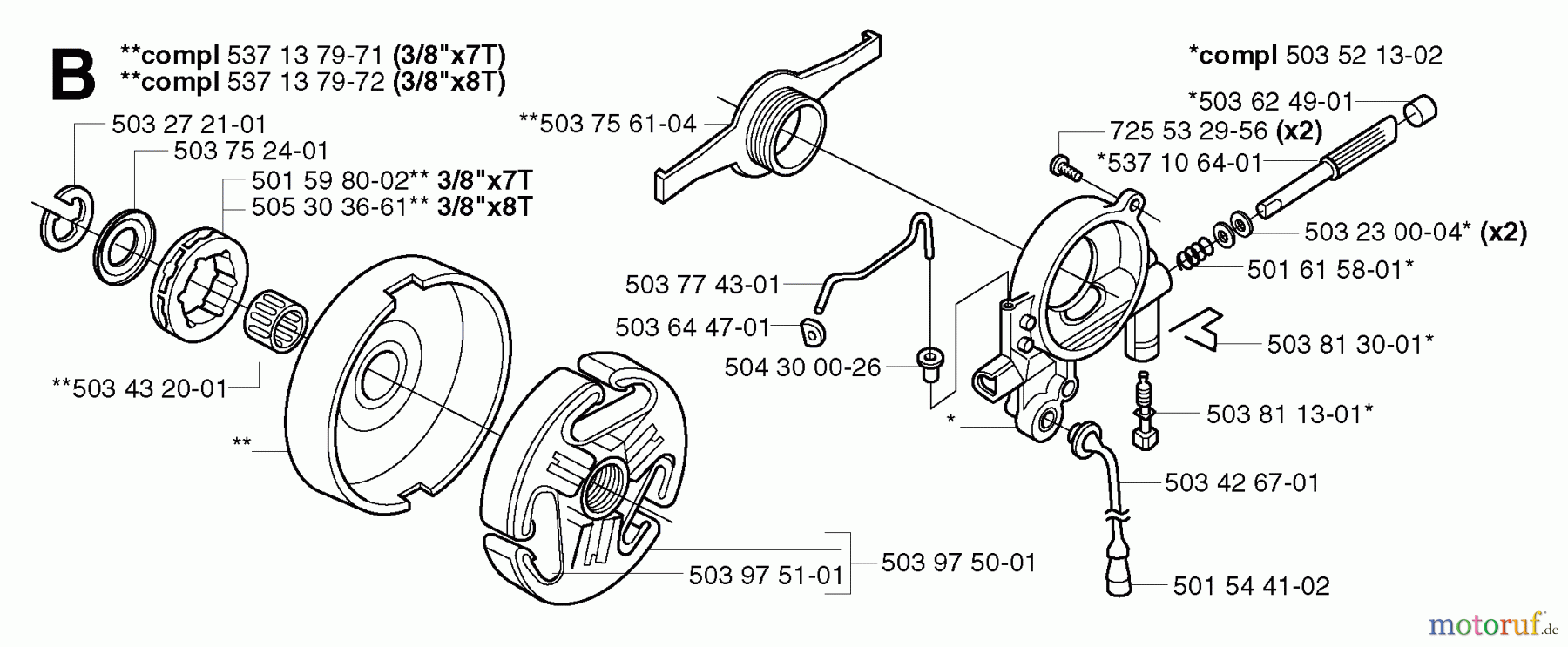 Jonsered Motorsägen CS2186 - Jonsered Chainsaw (2002-08) CLUTCH OIL PUMP