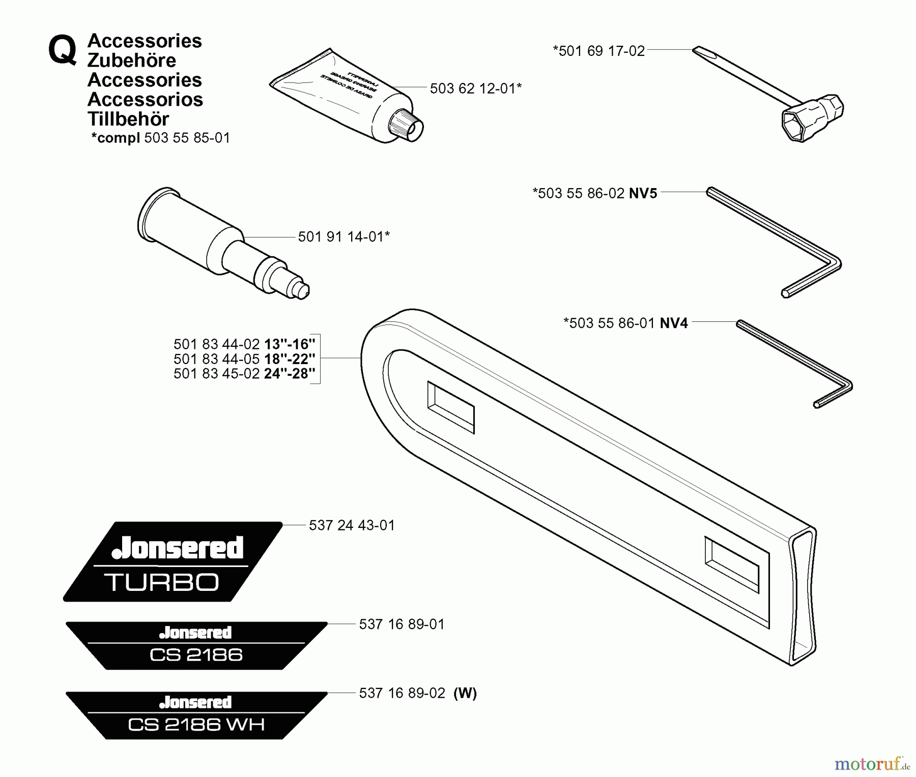 Jonsered Motorsägen CS2186 EPA - Jonsered Chainsaw (2005-03) ACCESSORIES #2