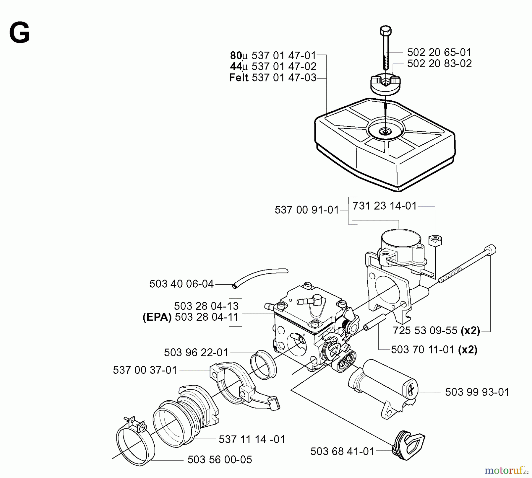  Jonsered Motorsägen CS2186 EPA - Jonsered Chainsaw (2005-03) CARBURETOR AIR FILTER