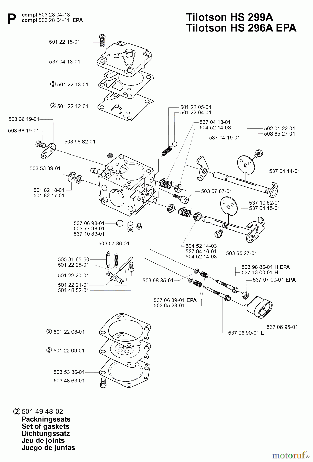  Jonsered Motorsägen CS2186 EPA - Jonsered Chainsaw (2005-03) CARBURETOR DETAILS
