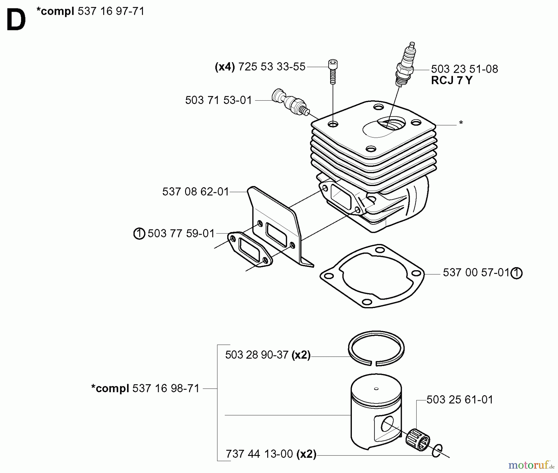  Jonsered Motorsägen CS2186 EPA - Jonsered Chainsaw (2005-03) CYLINDER PISTON