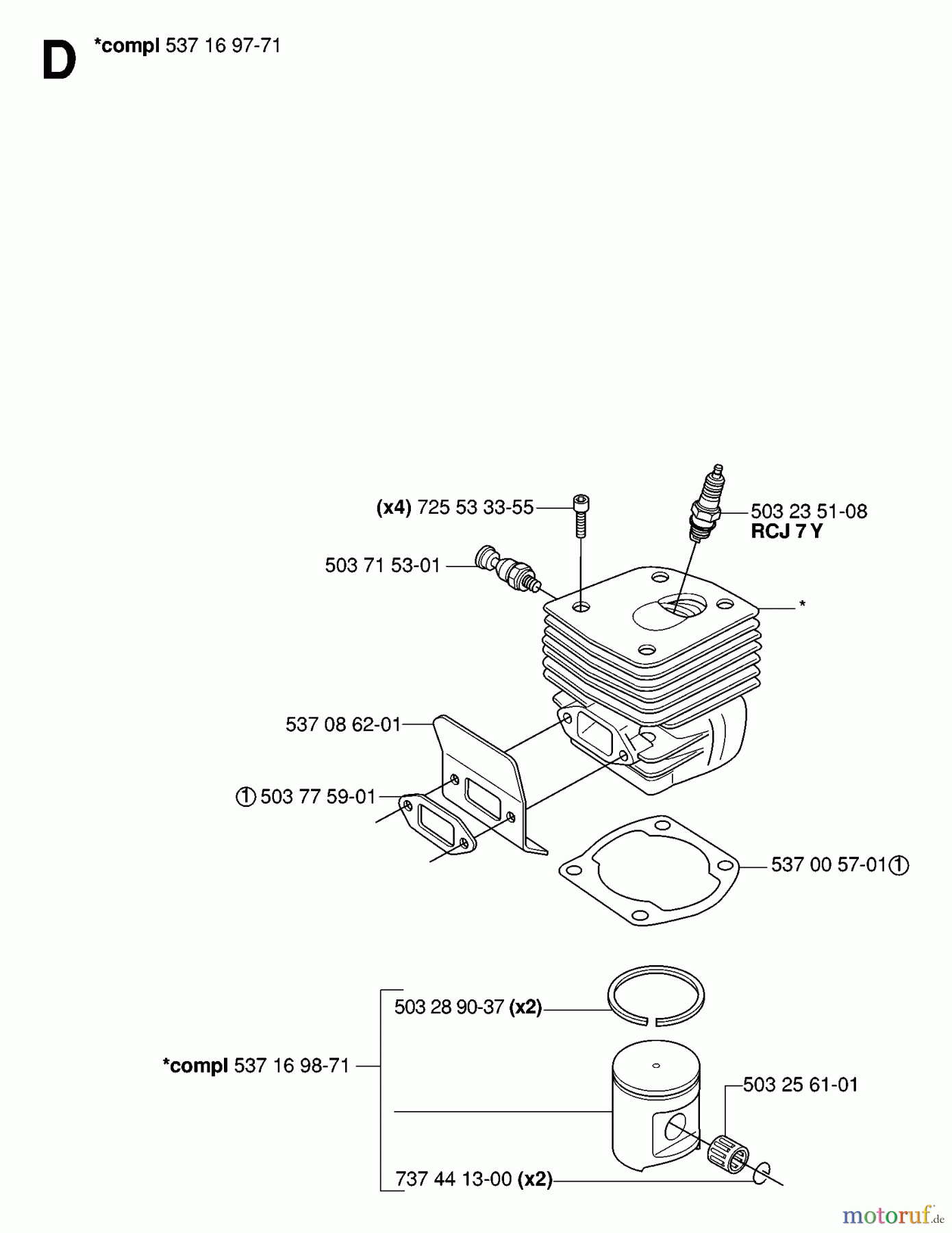 Jonsered Motorsägen CS2186 EPA - Jonsered Chainsaw (2007-01) CYLINDER PISTON