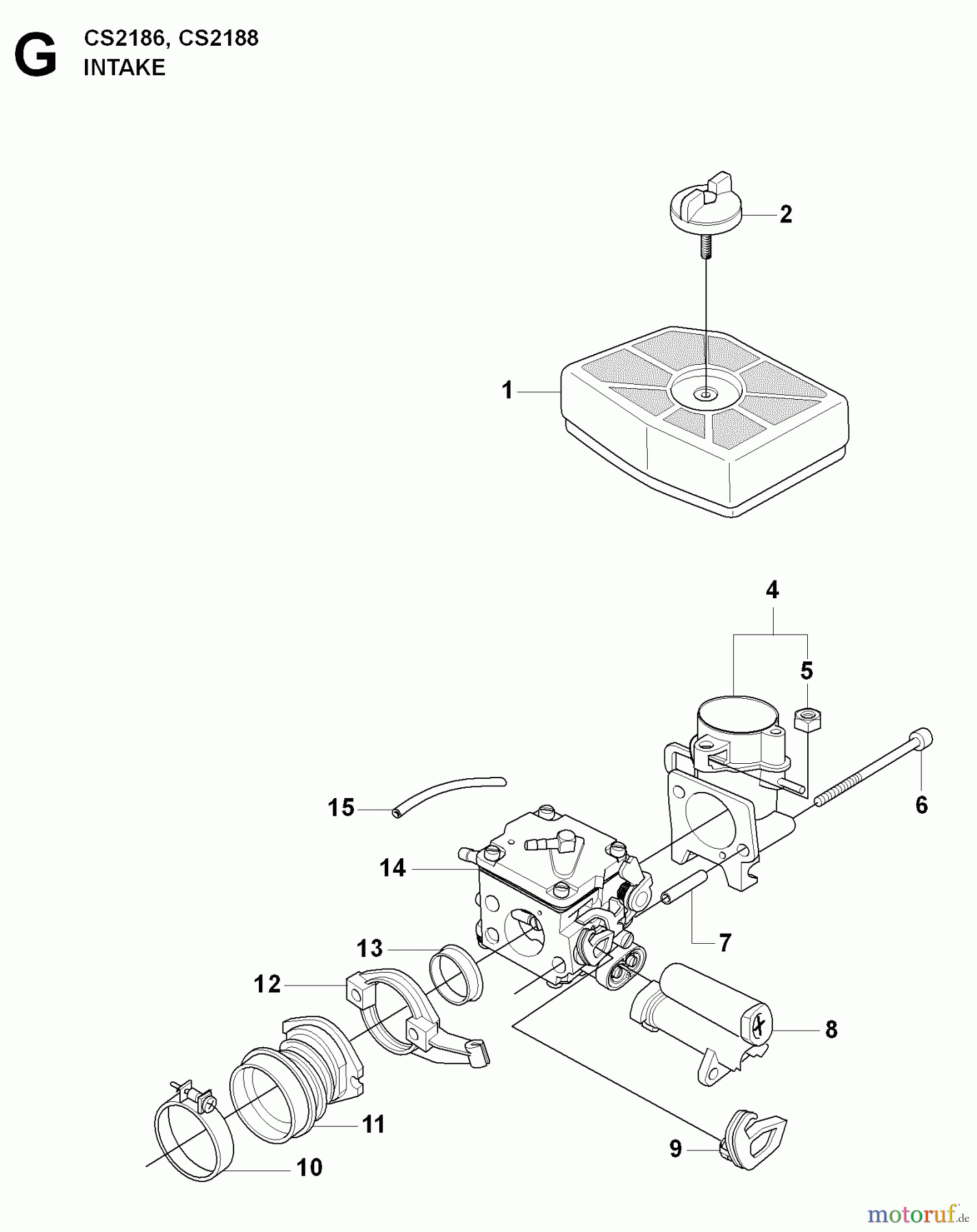 Jonsered Motorsägen CS2188 - Jonsered Chainsaw (2009-05) CARBURETOR AIR FILTER