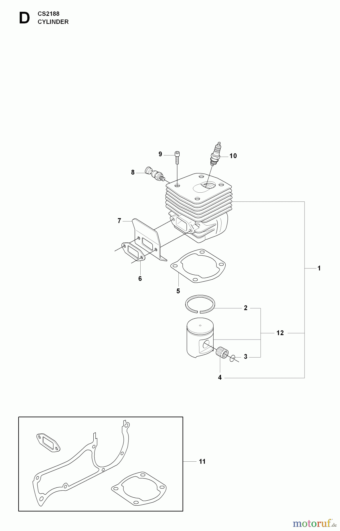 Jonsered Motorsägen CS2188 - Jonsered Chainsaw (2009-05) CYLINDER PISTON