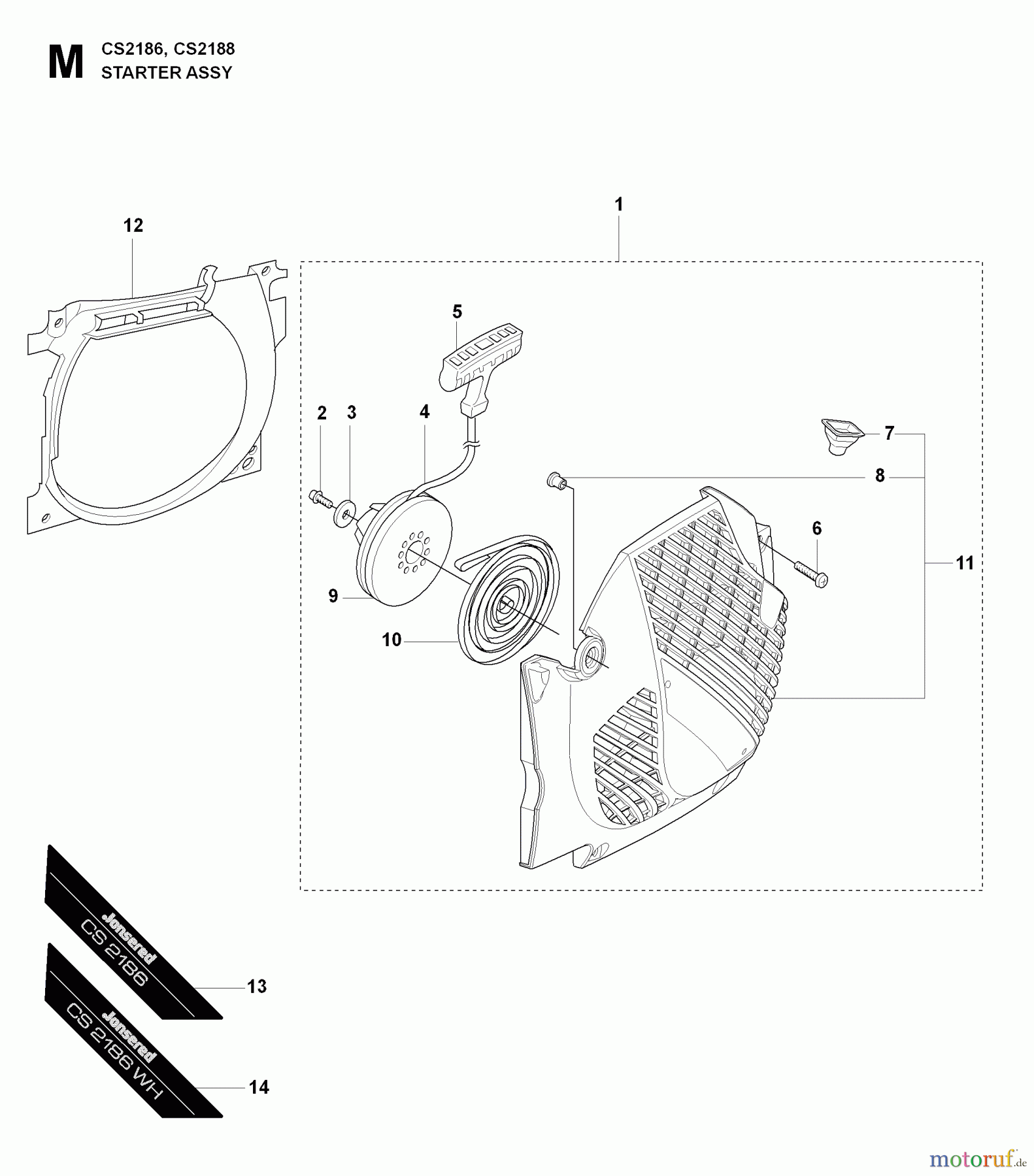Jonsered Motorsägen CS2188 - Jonsered Chainsaw (2009-05) STARTER