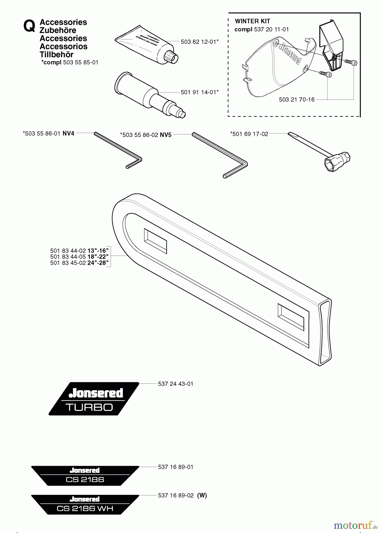 Jonsered Motorsägen CS2186 EPA - Jonsered Chainsaw (2002-08) ACCESSORIES