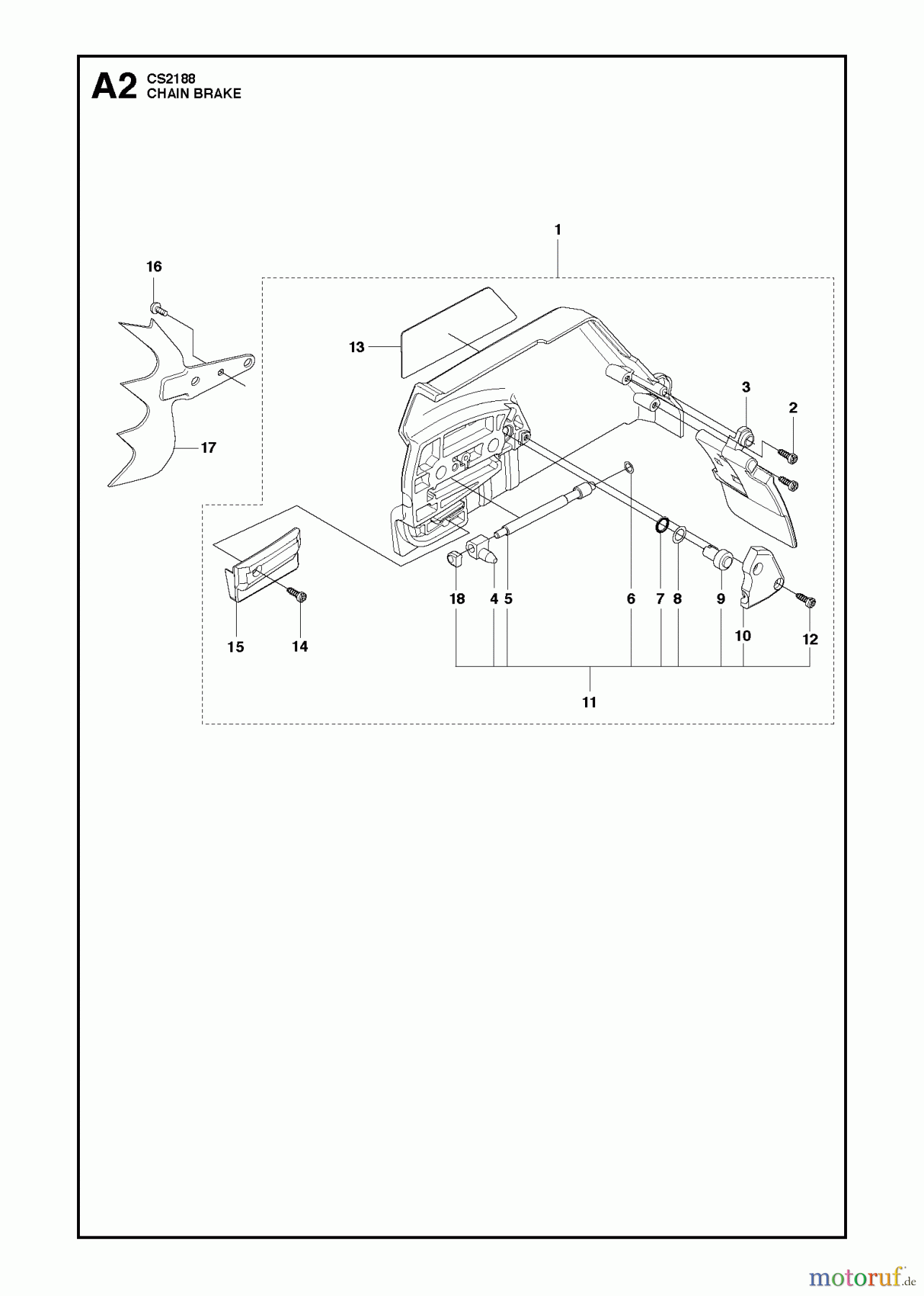 Jonsered Motorsägen CS2188 - Jonsered Chainsaw (2011-05) CHAIN BRAKE