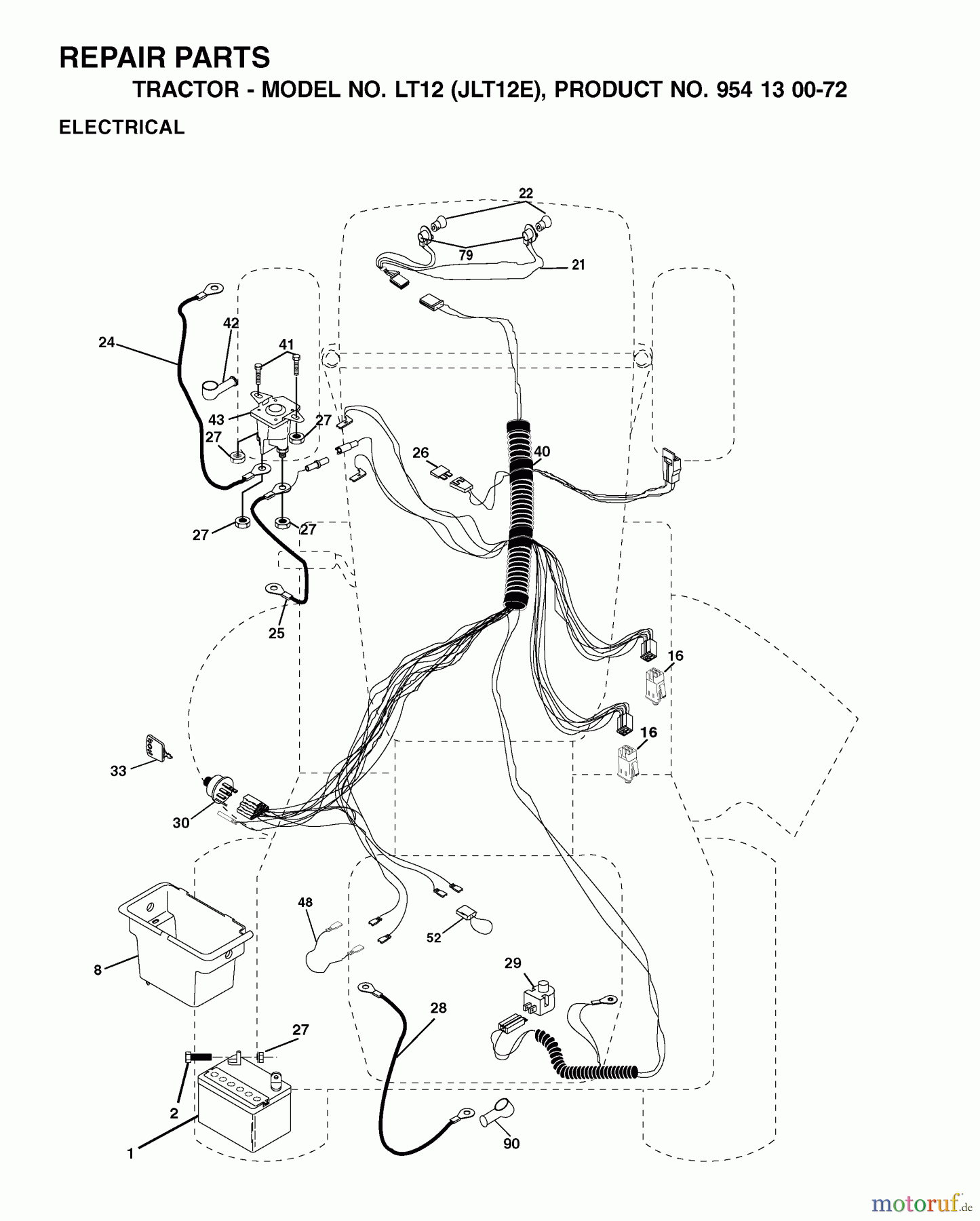  Jonsered Rasen  und Garten Traktoren LT12 (JLT12E, 954130072) - Jonsered Lawn & Garden Tractor (2002-06) ELECTRICAL