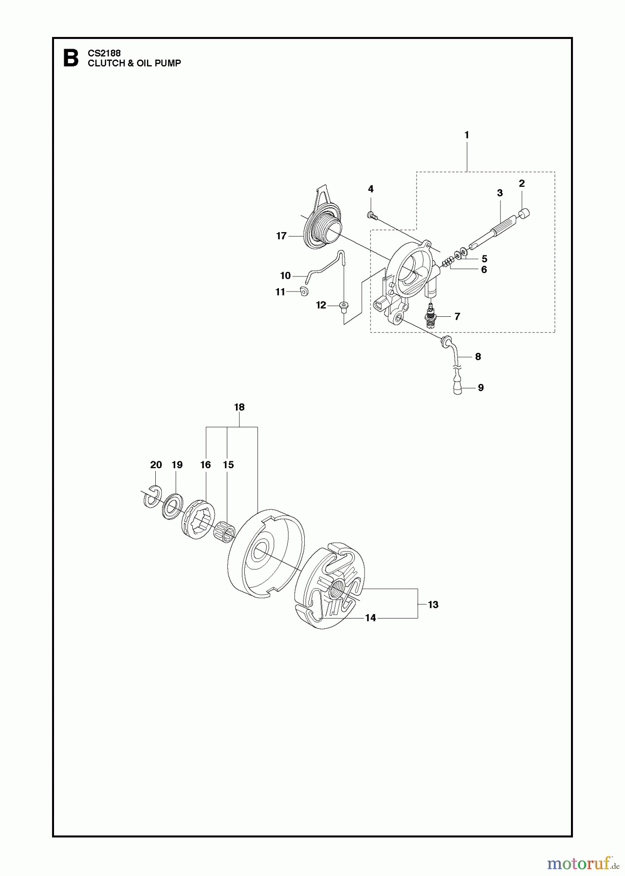  Jonsered Motorsägen CS2188 - Jonsered Chainsaw (2011-05) CLUTCH OIL PUMP