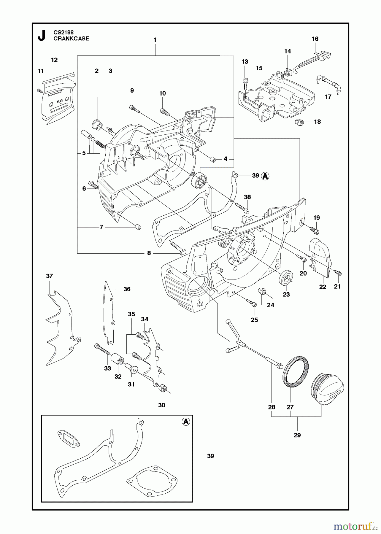 Jonsered Motorsägen CS2188 - Jonsered Chainsaw (2011-05) CRANKCASE