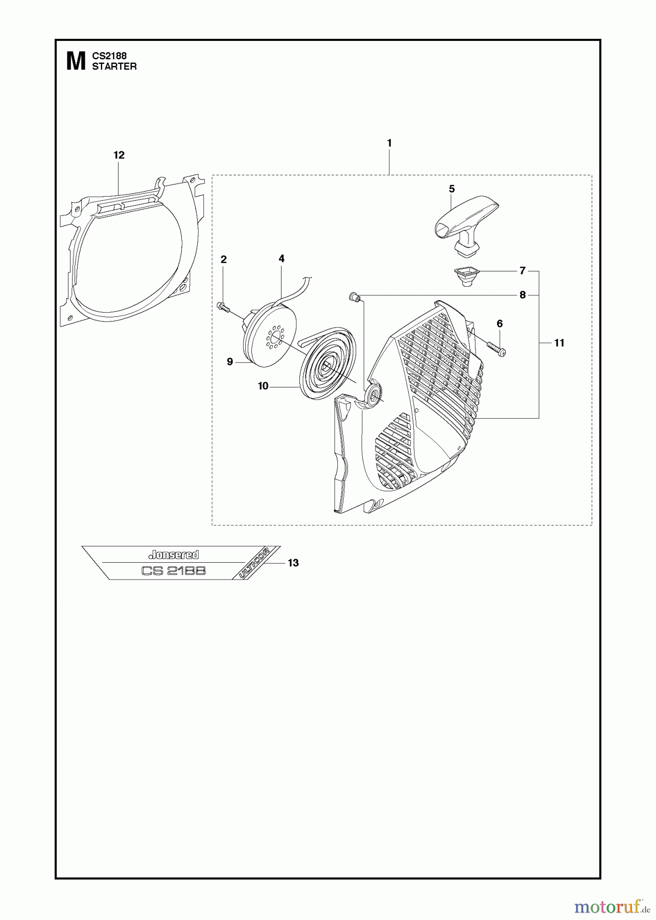 Jonsered Motorsägen CS2188 - Jonsered Chainsaw (2011-05) STARTER