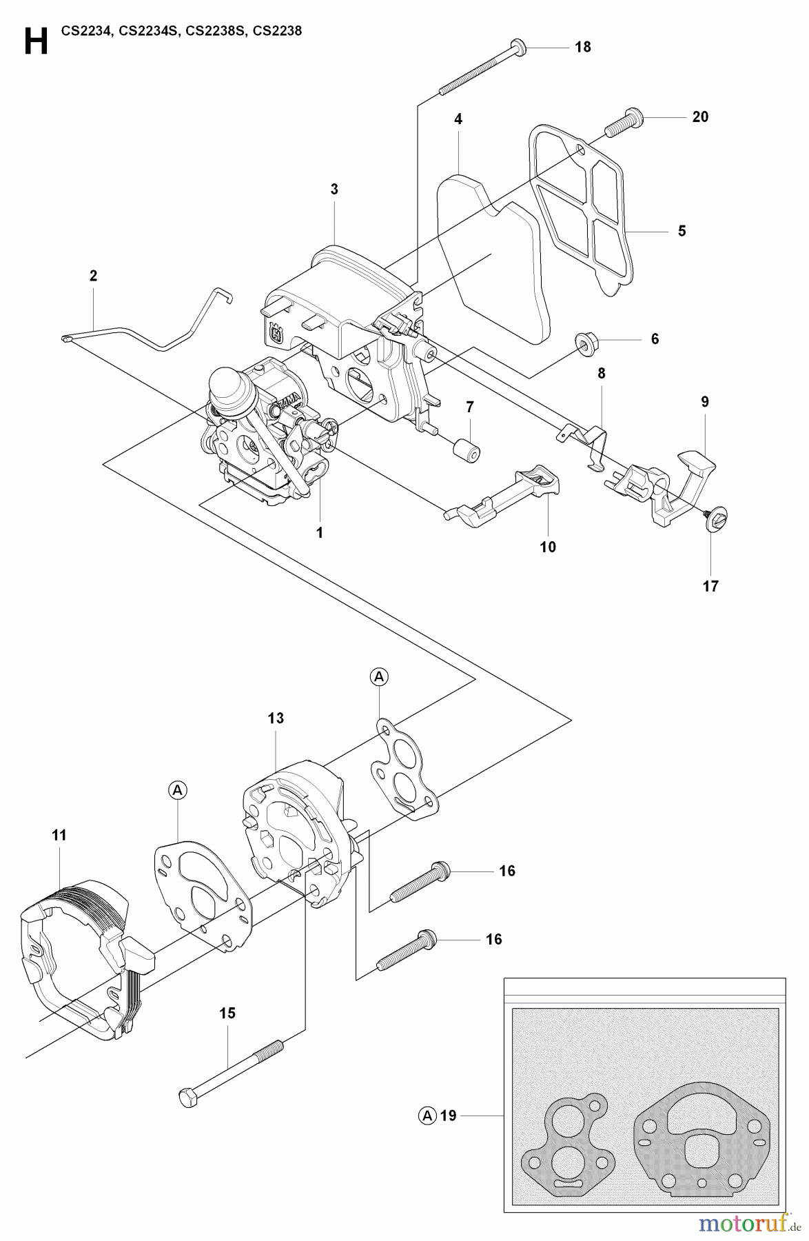 Jonsered Motorsägen CS2238 - Jonsered Chainsaw (2009-04) CARBURETOR AIR FILTER