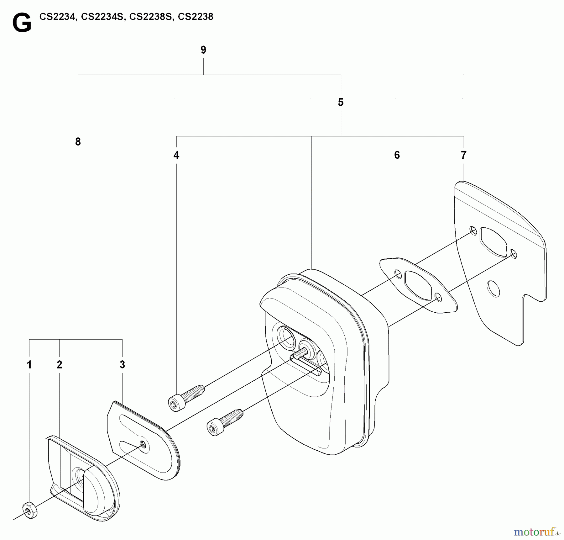 Jonsered Motorsägen CS2238 - Jonsered Chainsaw (2009-04) MUFFLER
