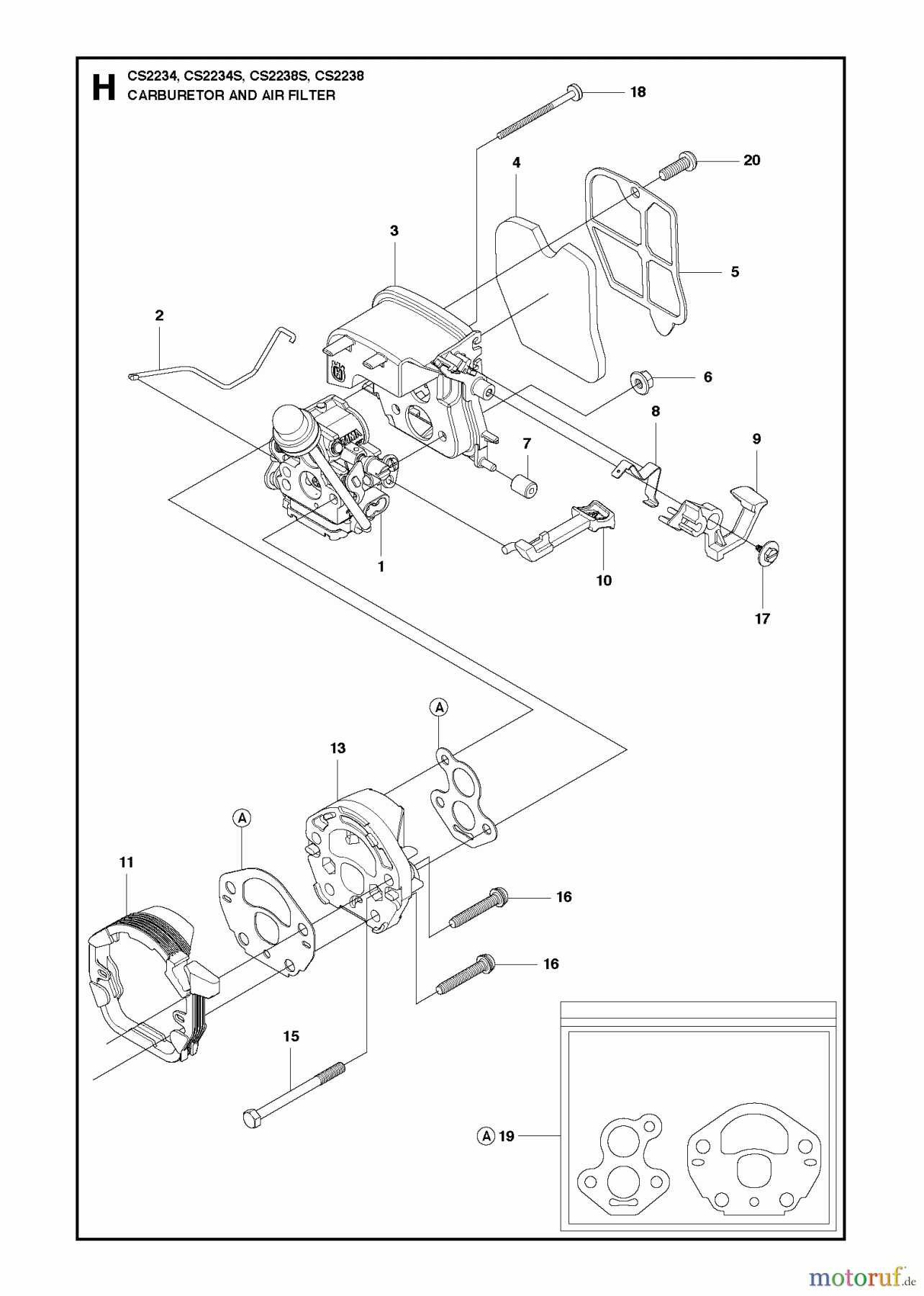 Jonsered Motorsägen CS2234 - Jonsered Chainsaw (2010-04) CARBURETOR AIR FILTER