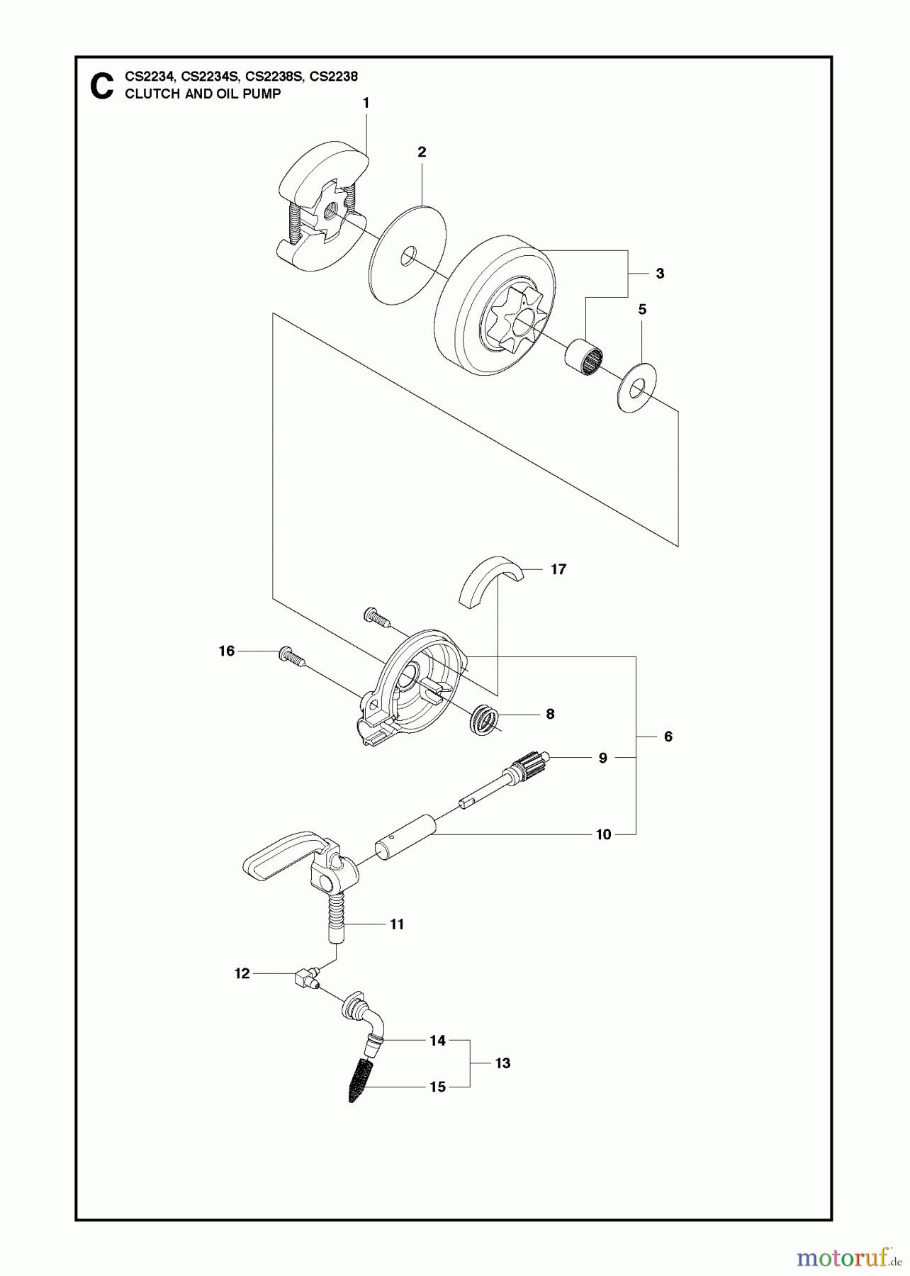 Jonsered Motorsägen CS2234 S - Jonsered Chainsaw (2010-04) CLUTCH OIL PUMP
