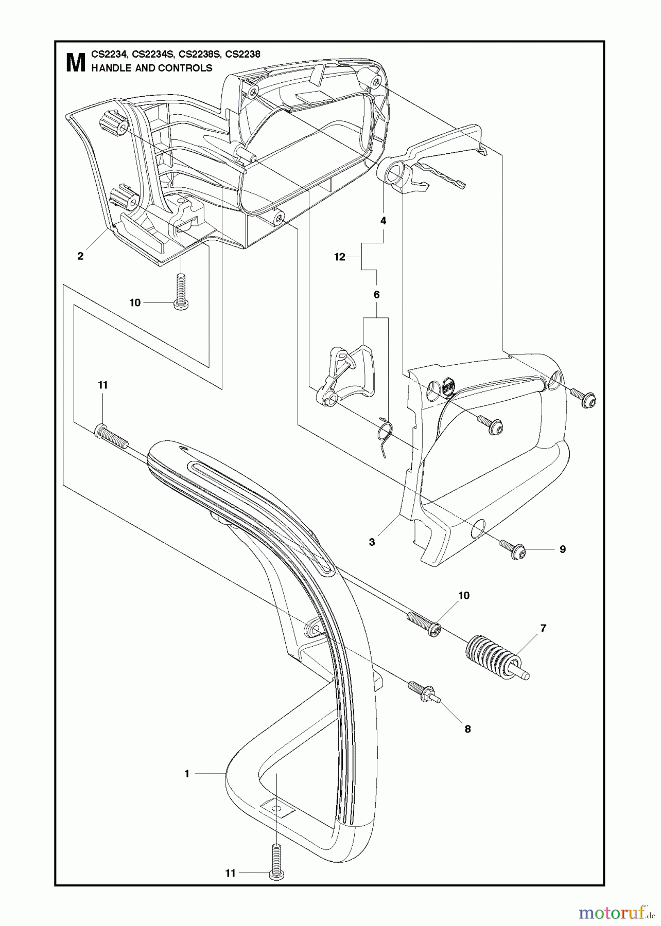 Jonsered Motorsägen CS2234 - Jonsered Chainsaw (2010-04) HANDLE CONTROLS