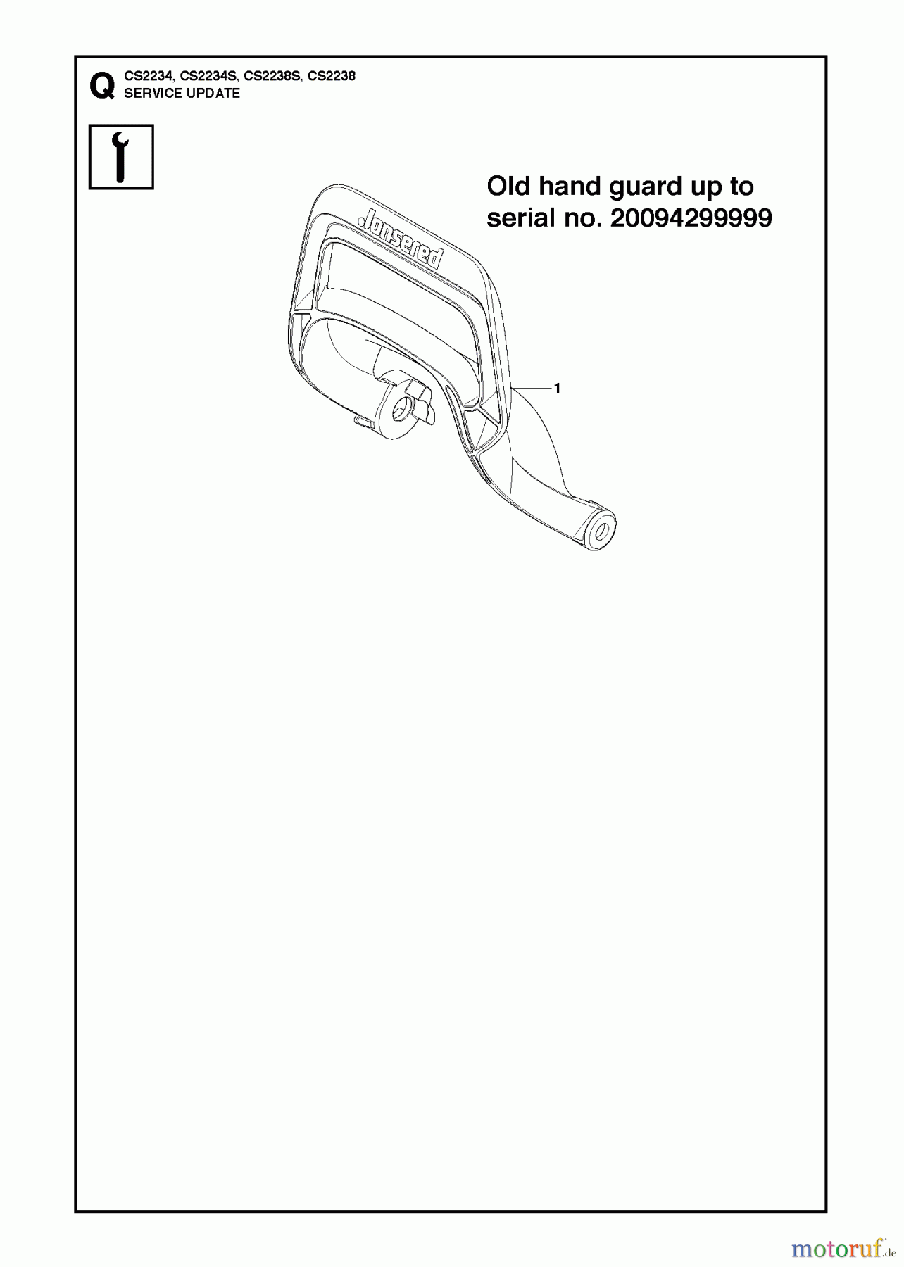 Jonsered Motorsägen CS2234 S - Jonsered Chainsaw (2010-04) SERVICE UPDATES
