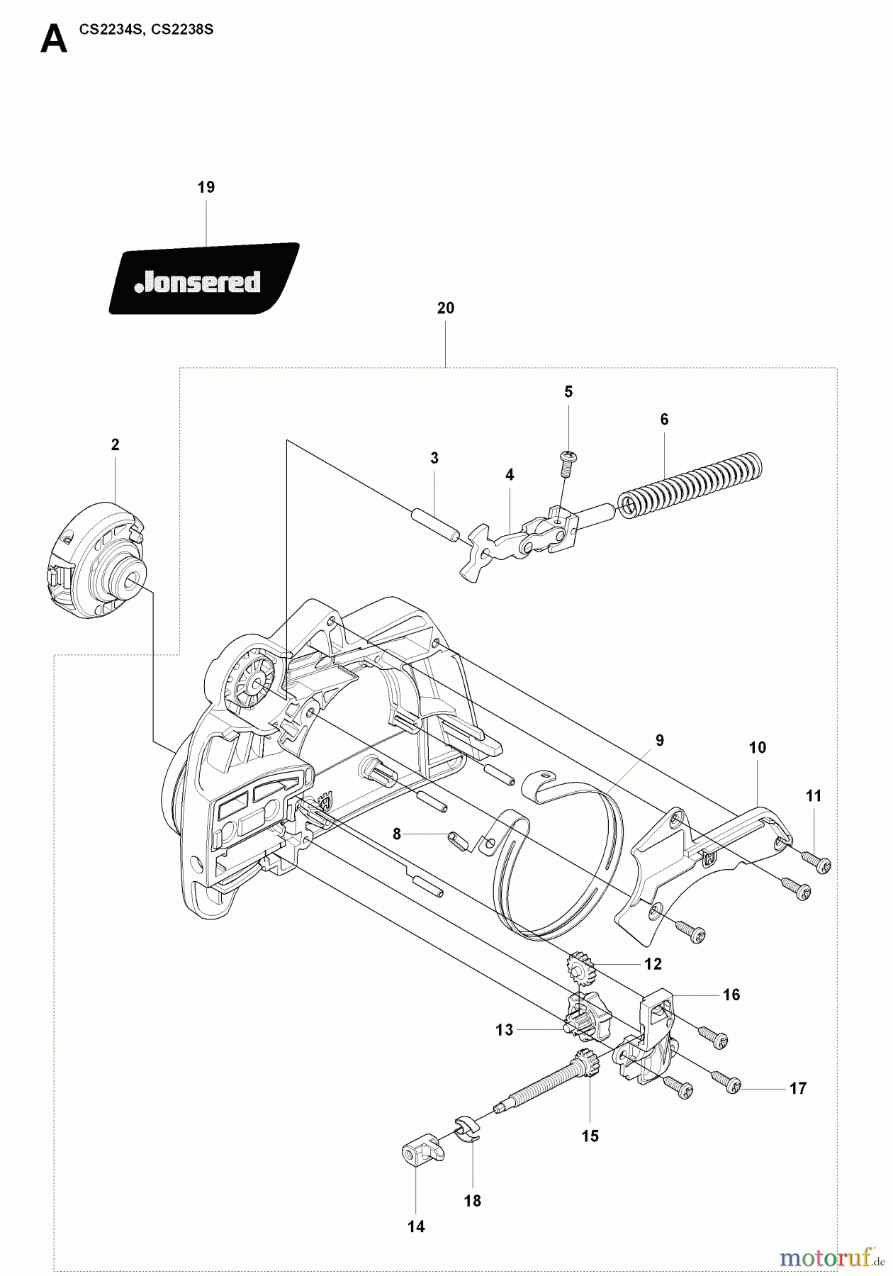 Jonsered Motorsägen CS2238 S - Jonsered Chainsaw (2009-01) CHAIN BRAKE