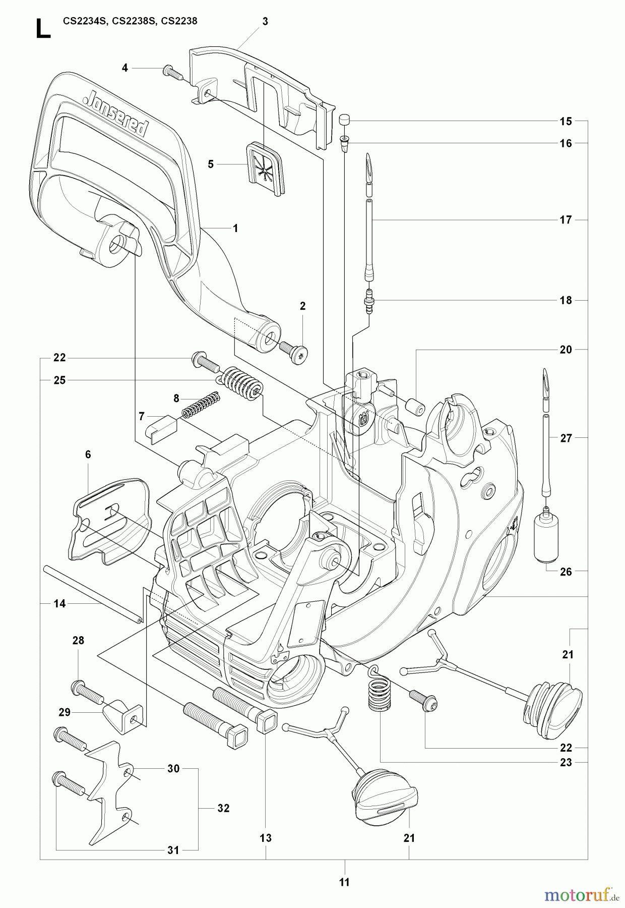 Jonsered Motorsägen CS2238 - Jonsered Chainsaw (2009-01) CRANKCASE