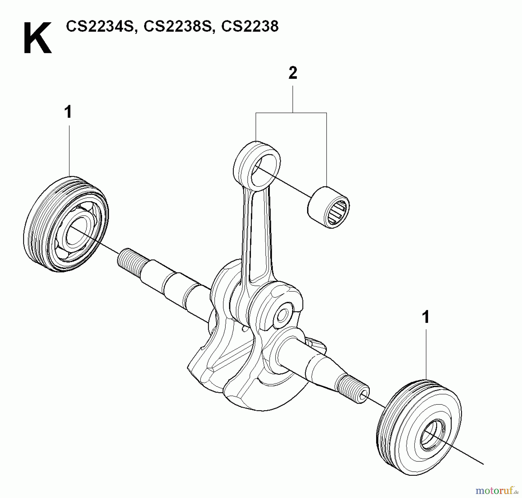 Jonsered Motorsägen CS2238 S - Jonsered Chainsaw (2009-01) CRANKSHAFT